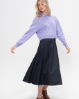 Washable Cashmere Easy Polo Cropped Sweater, Lavender