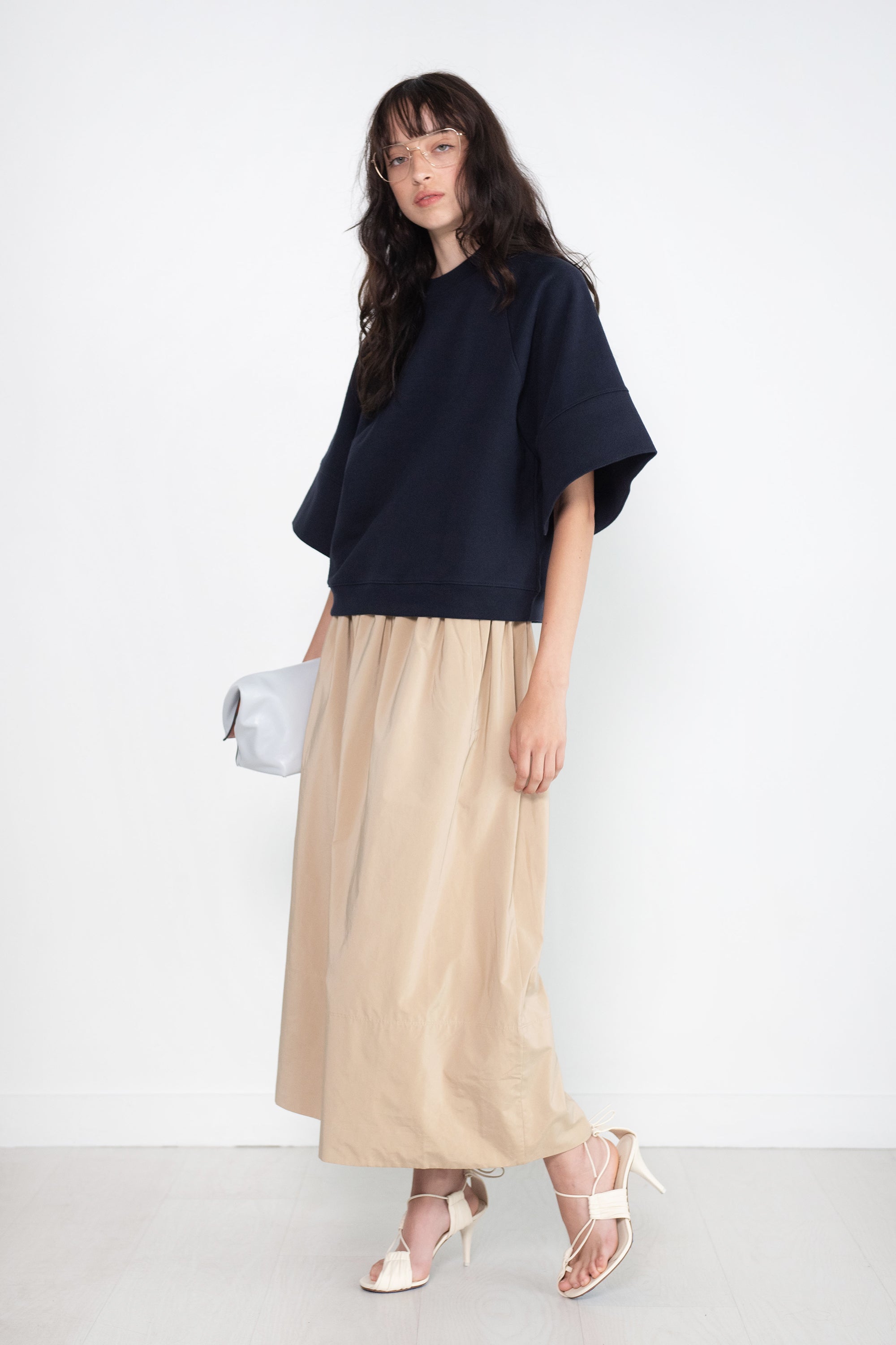 Tibi Nylon Pull On Full Skirt, Tan – Kick Pleat