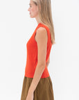 TIBI - Skinlike Mercerized Wool Sleeveless Sweater, Red