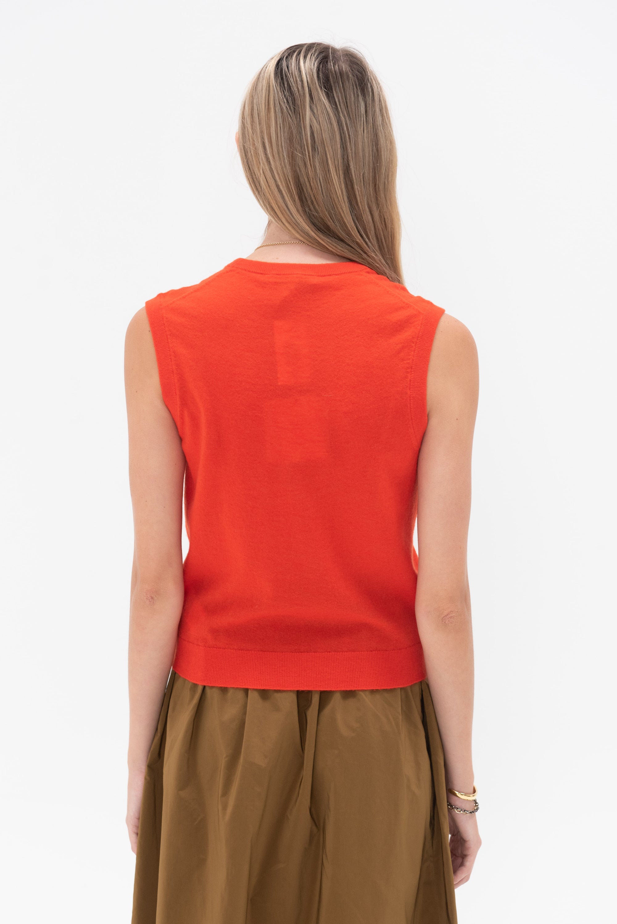 TIBI - Skinlike Mercerized Wool Sleeveless Sweater, Red