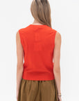 TIBI - Skinlike Mercerized Wool Sleeveless Sweater, Red