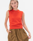 TIBI - Skinlike Mercerized Wool Sleeveless Sweater, Red