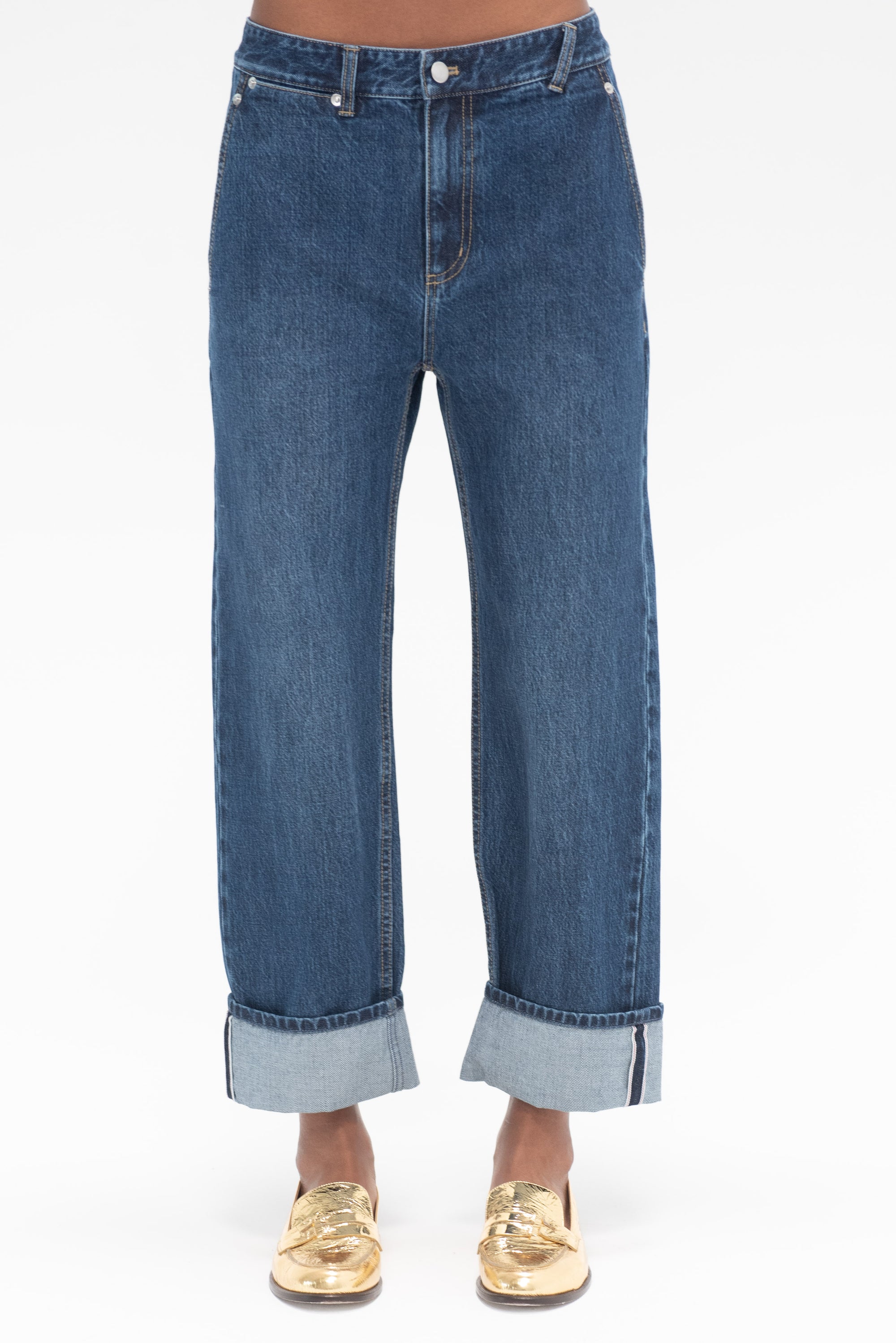 TIBI - Selvage Denim Alec Slouch Jean, Dark Denim