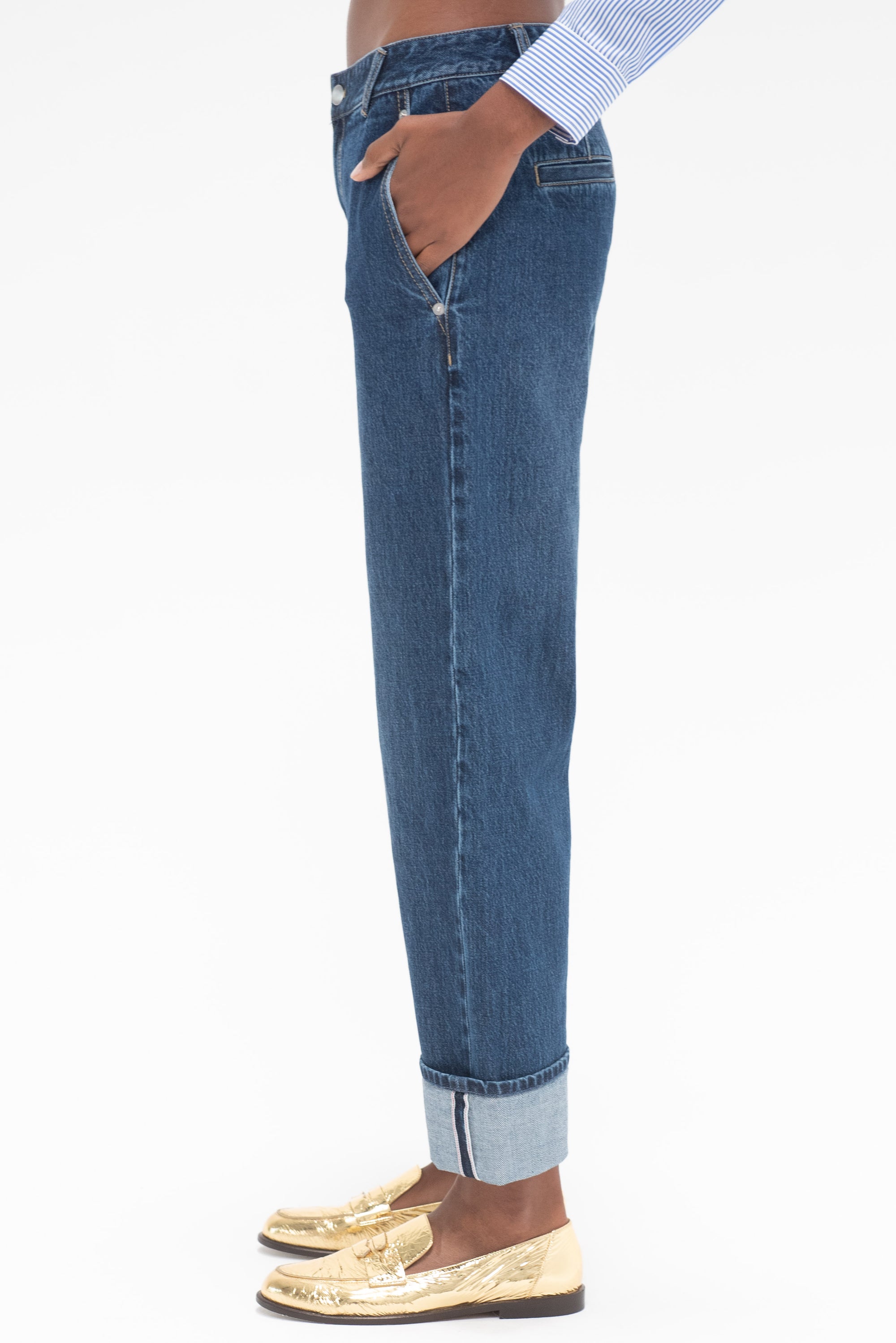 TIBI - Selvage Denim Alec Slouch Jean, Dark Denim