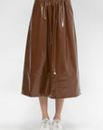 Light Weight Patent Smocking Waistband Full Skirt, Brick