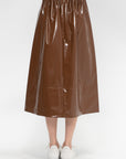 Light Weight Patent Smocking Waistband Full Skirt, Brick