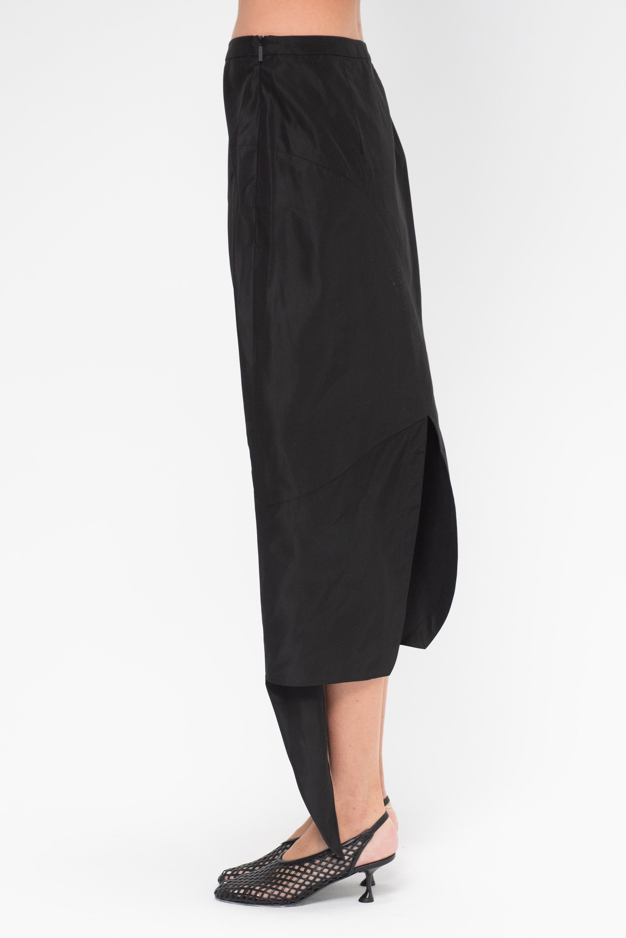 Italian Sporty Tie Skirt, Black