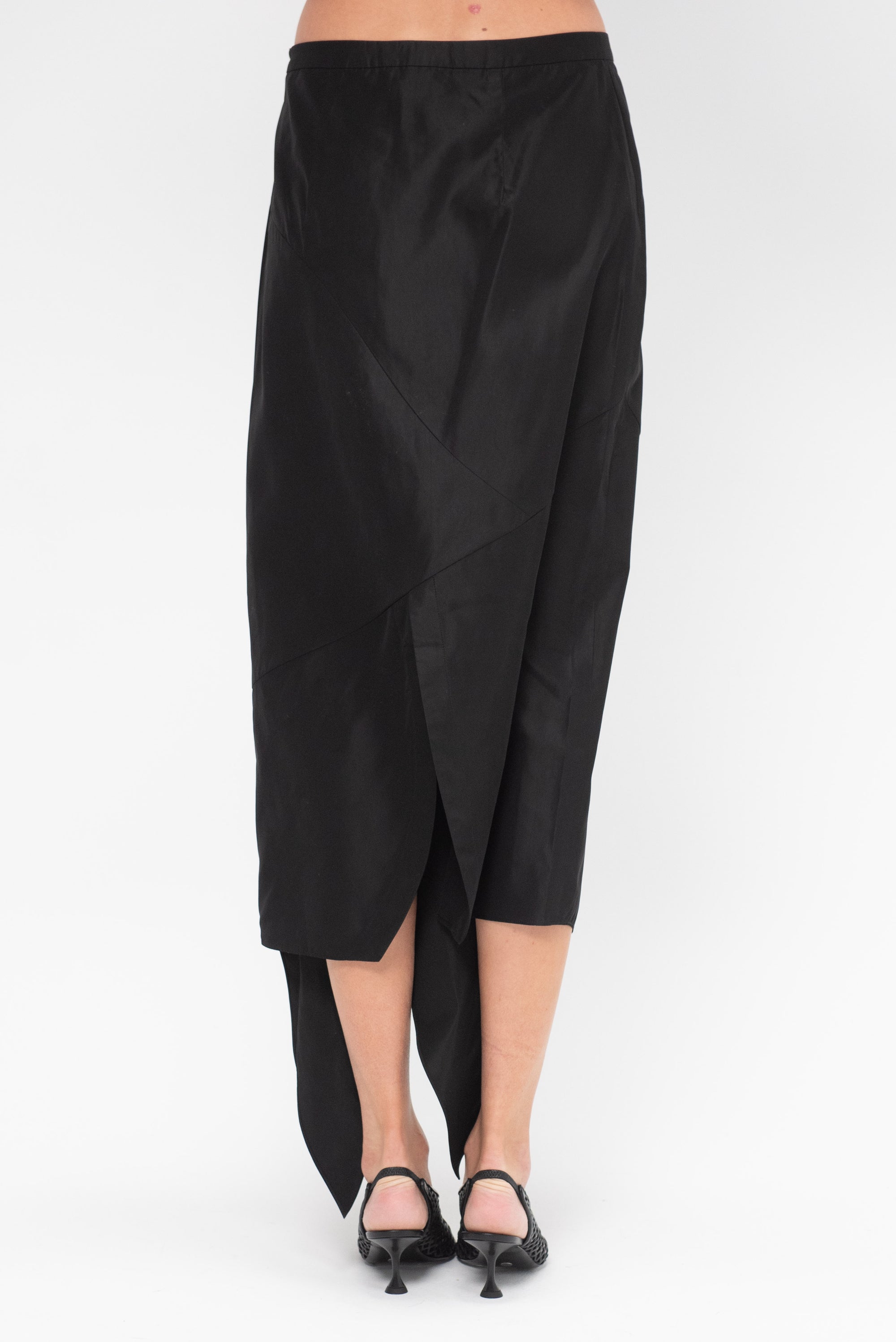 Italian Sporty Tie Skirt, Black