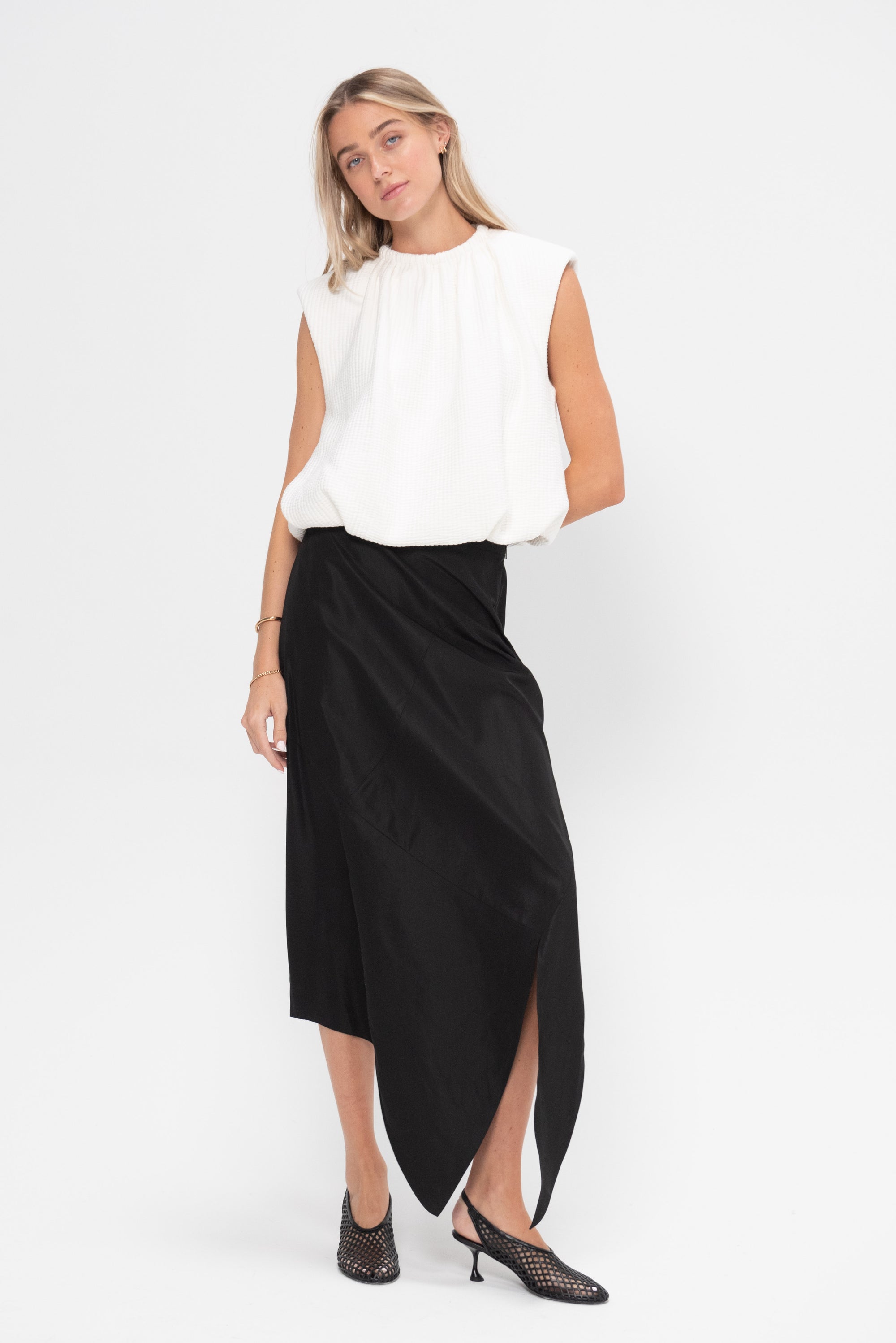 Italian Sporty Tie Skirt, Black