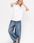 Spring Denim Triple Pleat Pant - Short, Classic Blue