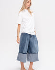 Spring Denim Triple Pleat Pant - Short, Classic Blue