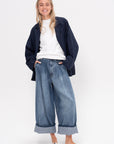 Spring Denim Triple Pleat Pant - Short, Classic Blue