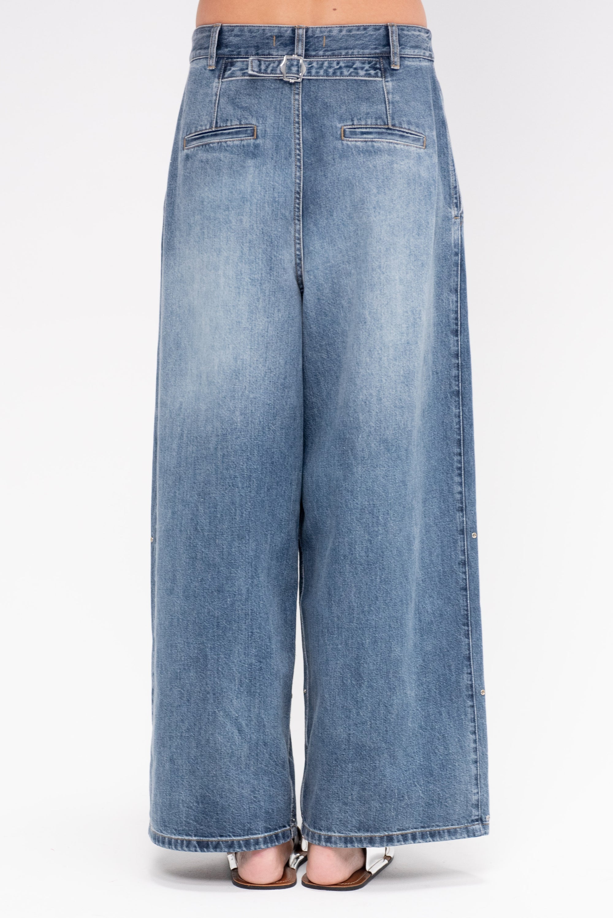 Spring Denim Triple Pleat Pant - Short, Classic Blue