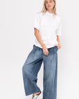 Spring Denim Triple Pleat Pant - Short, Classic Blue