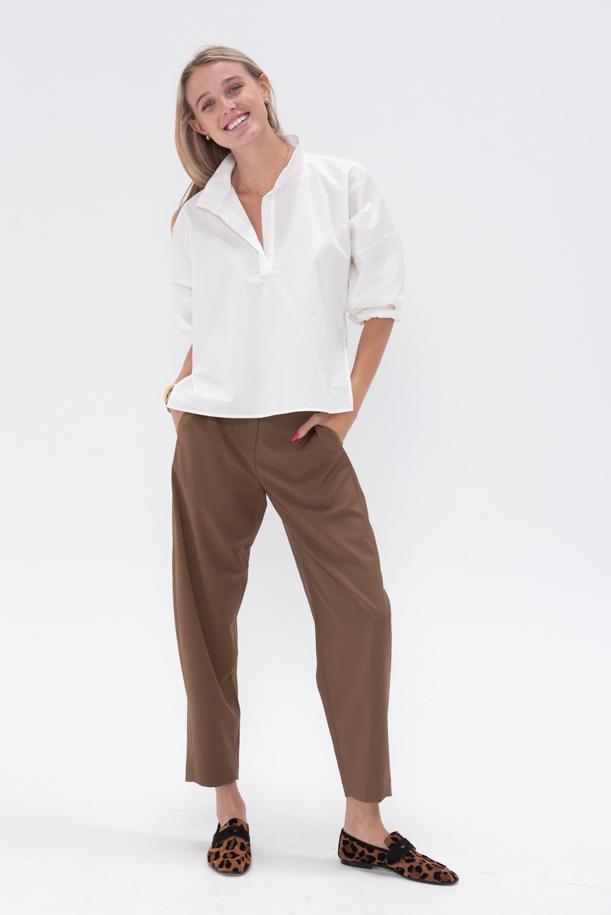 TIBI - Tropical Wool Reese Sculpted Trouser, Toffee