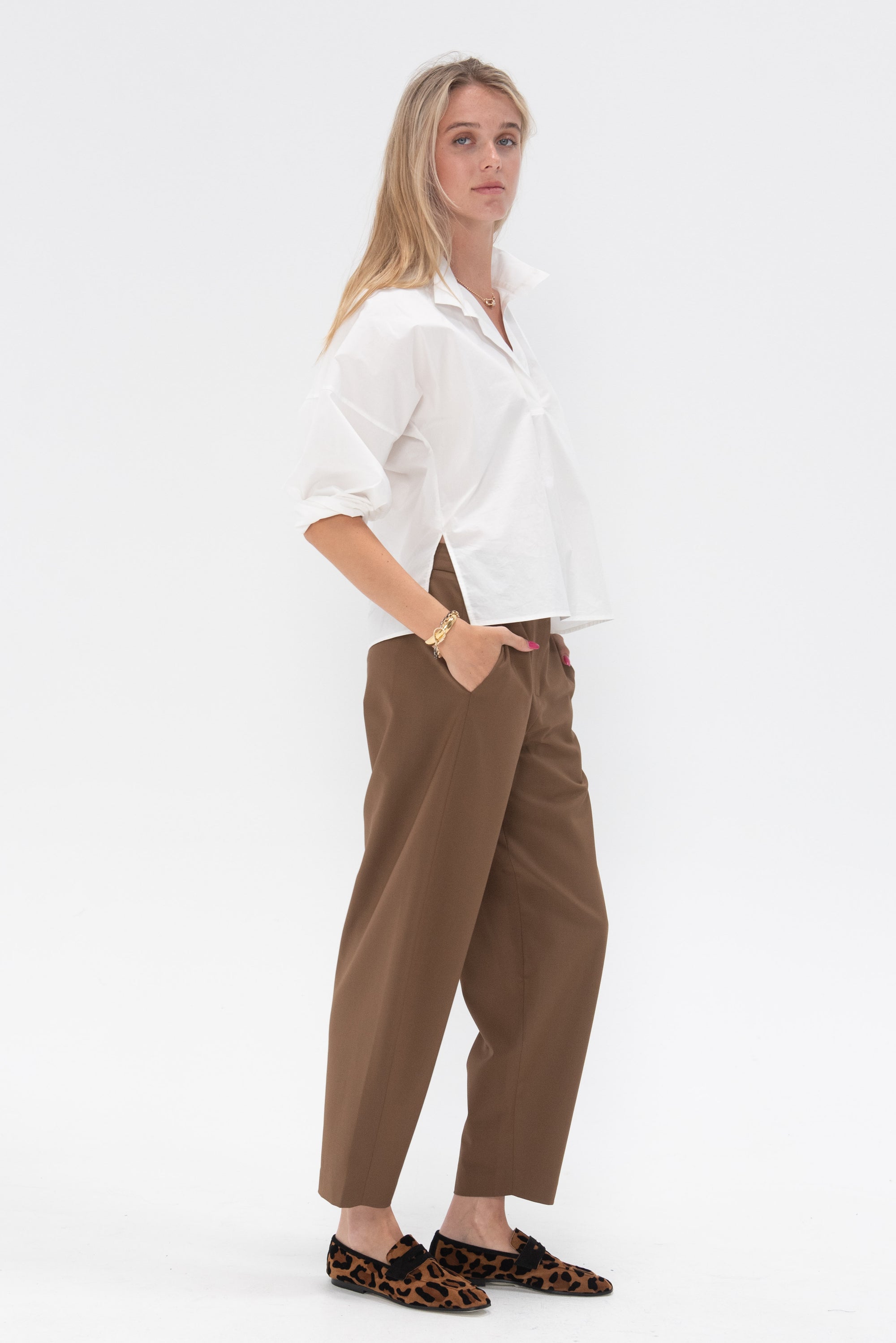 TIBI - Tropical Wool Reese Sculpted Trouser, Toffee