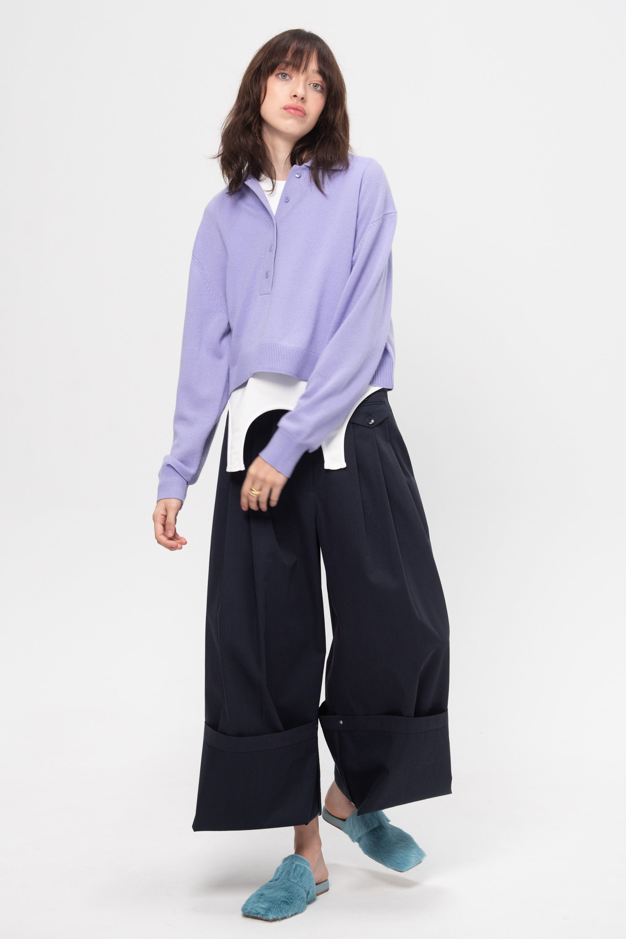 Bio Twill Triple Pleat Pant, Dark Navy