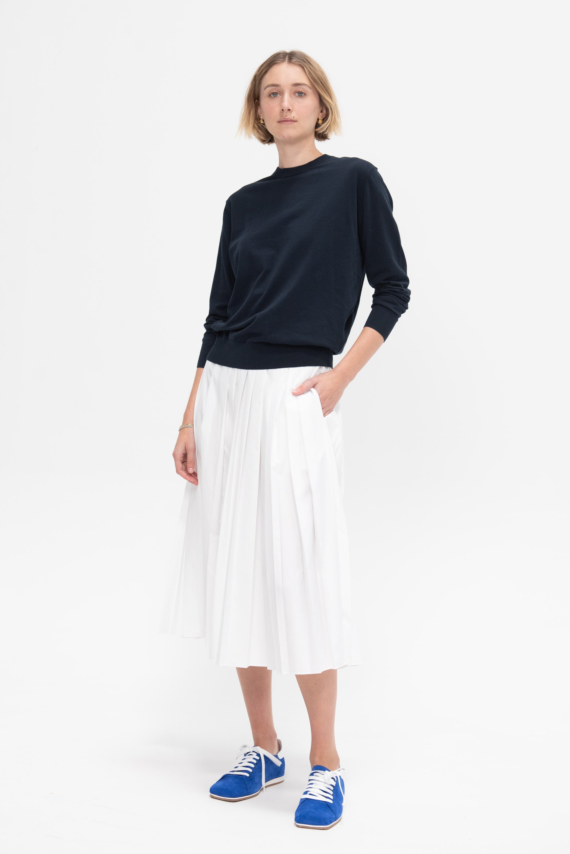 Nylon Pleated Pull On Skirt