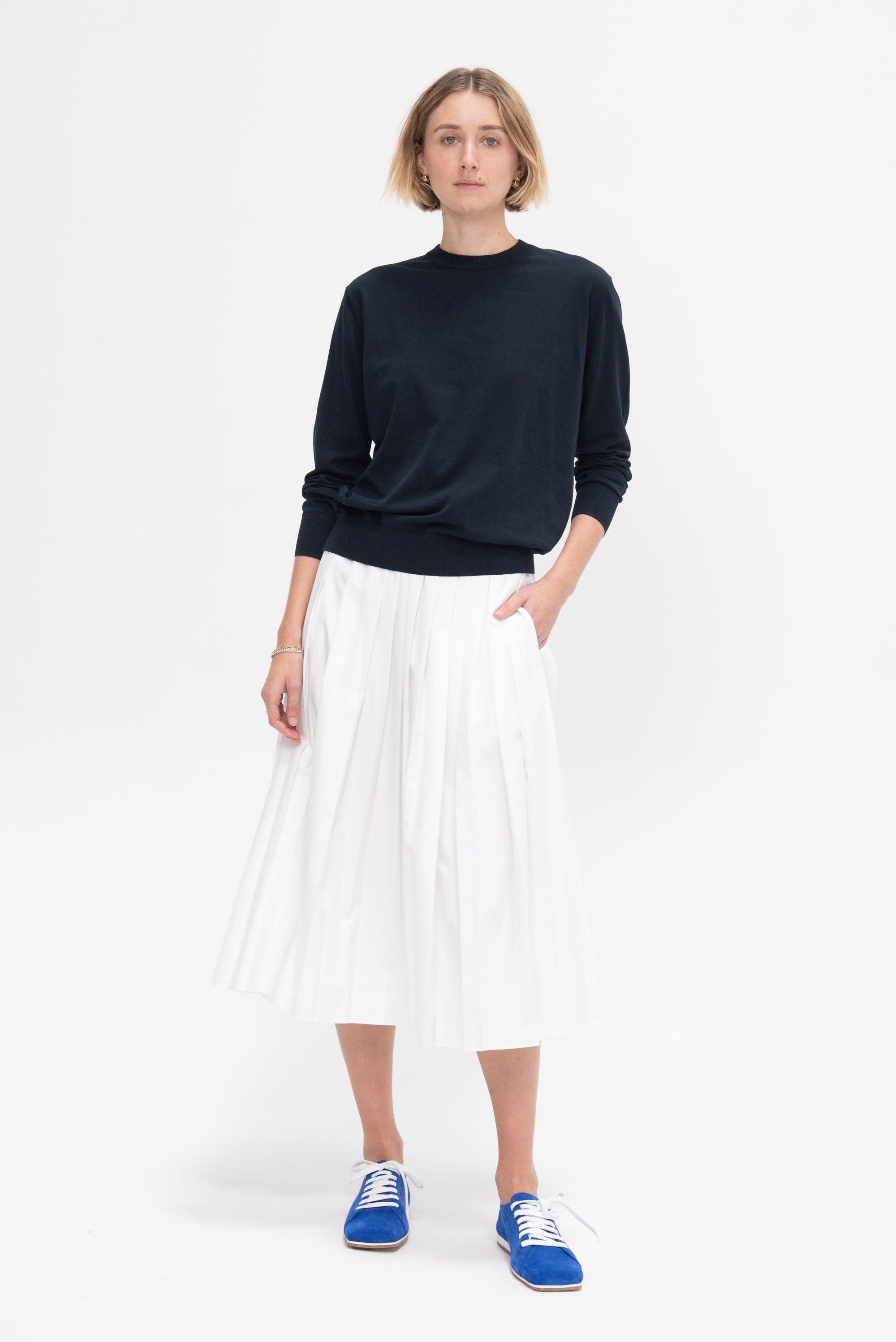 Nylon Pleated Pull On Skirt