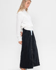 Nylon Zipper Maxi Skirt, Black