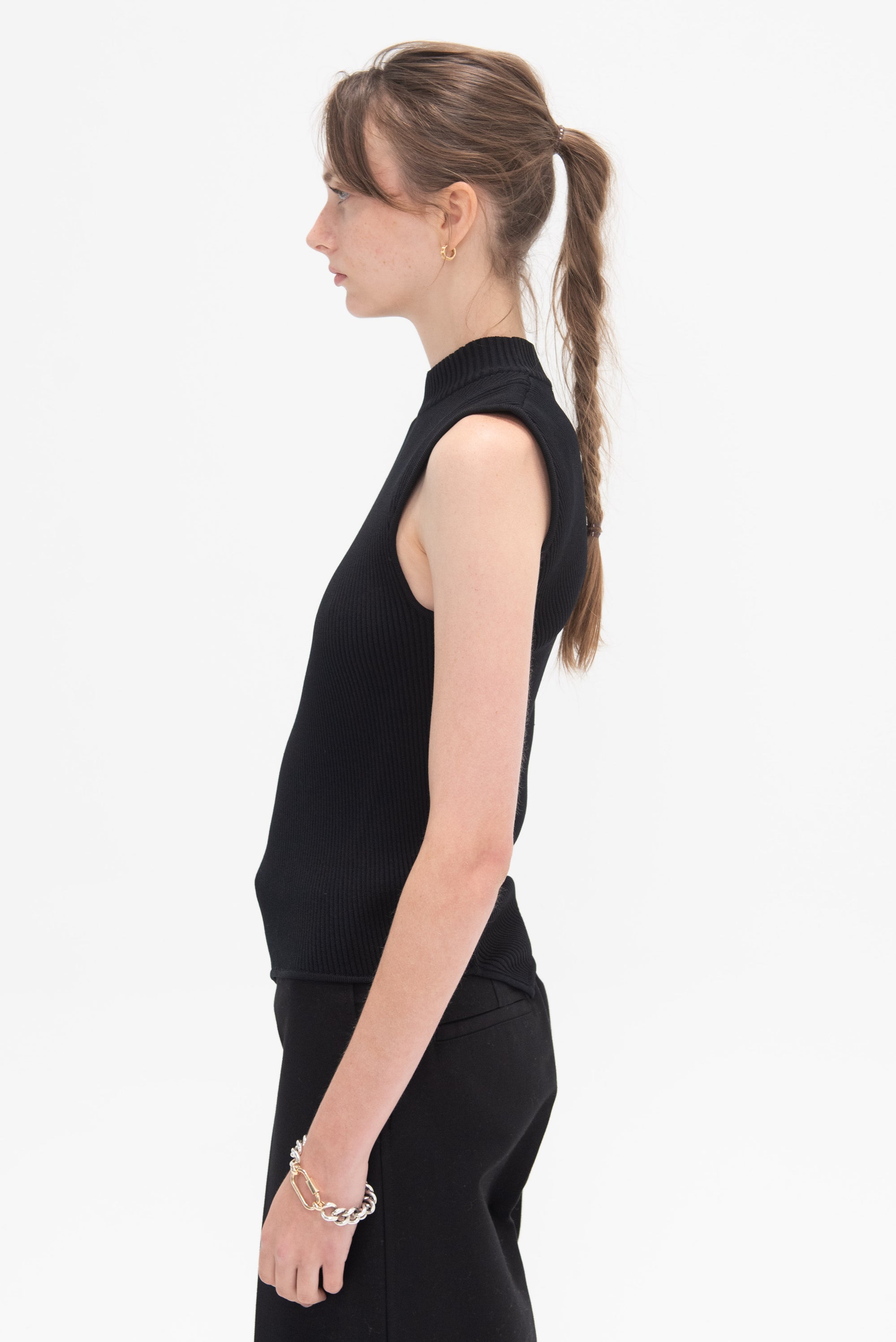 TOTEME - Asymmetric Knit Top, Black