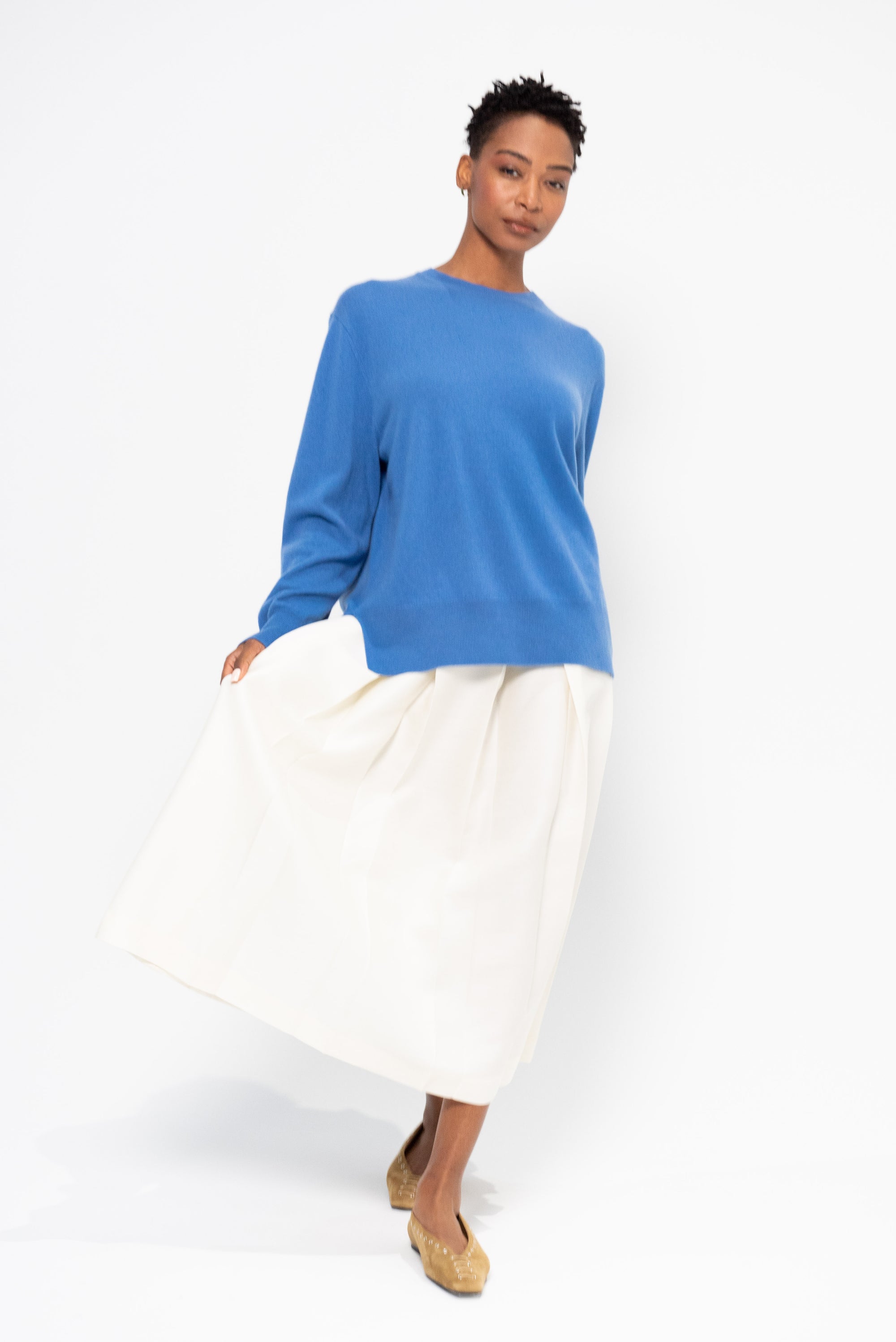 Crew Neck Cashmere Knit, Azure