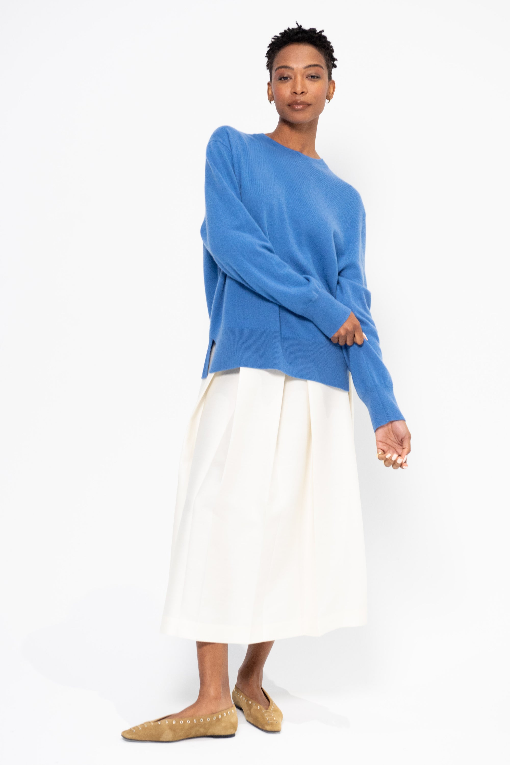 Crew Neck Cashmere Knit, Azure