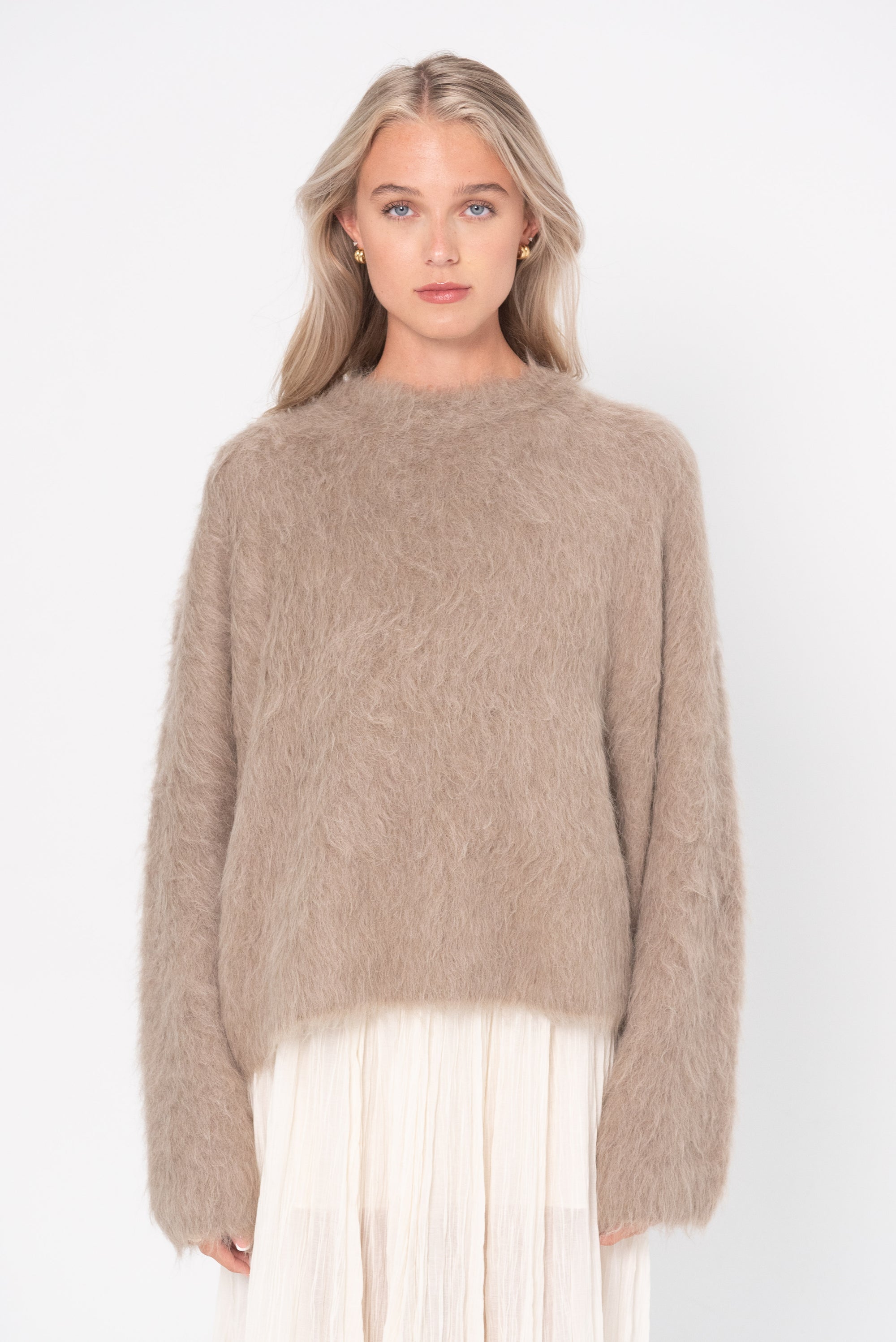 TOTEME - Boxy Alpaca Knit, Truffle Melange