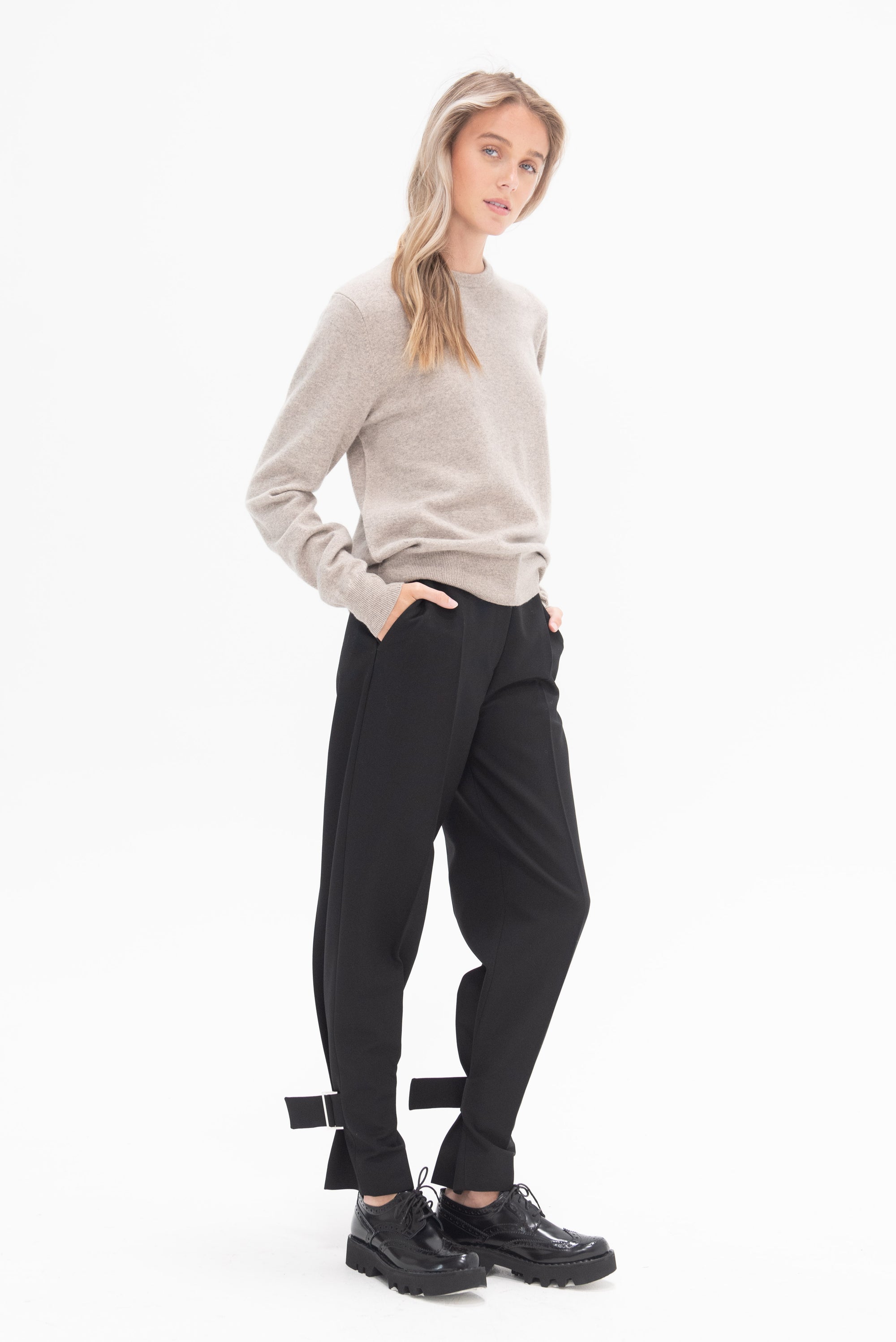 TOTEME - Buckled Slouch Trousers, Black