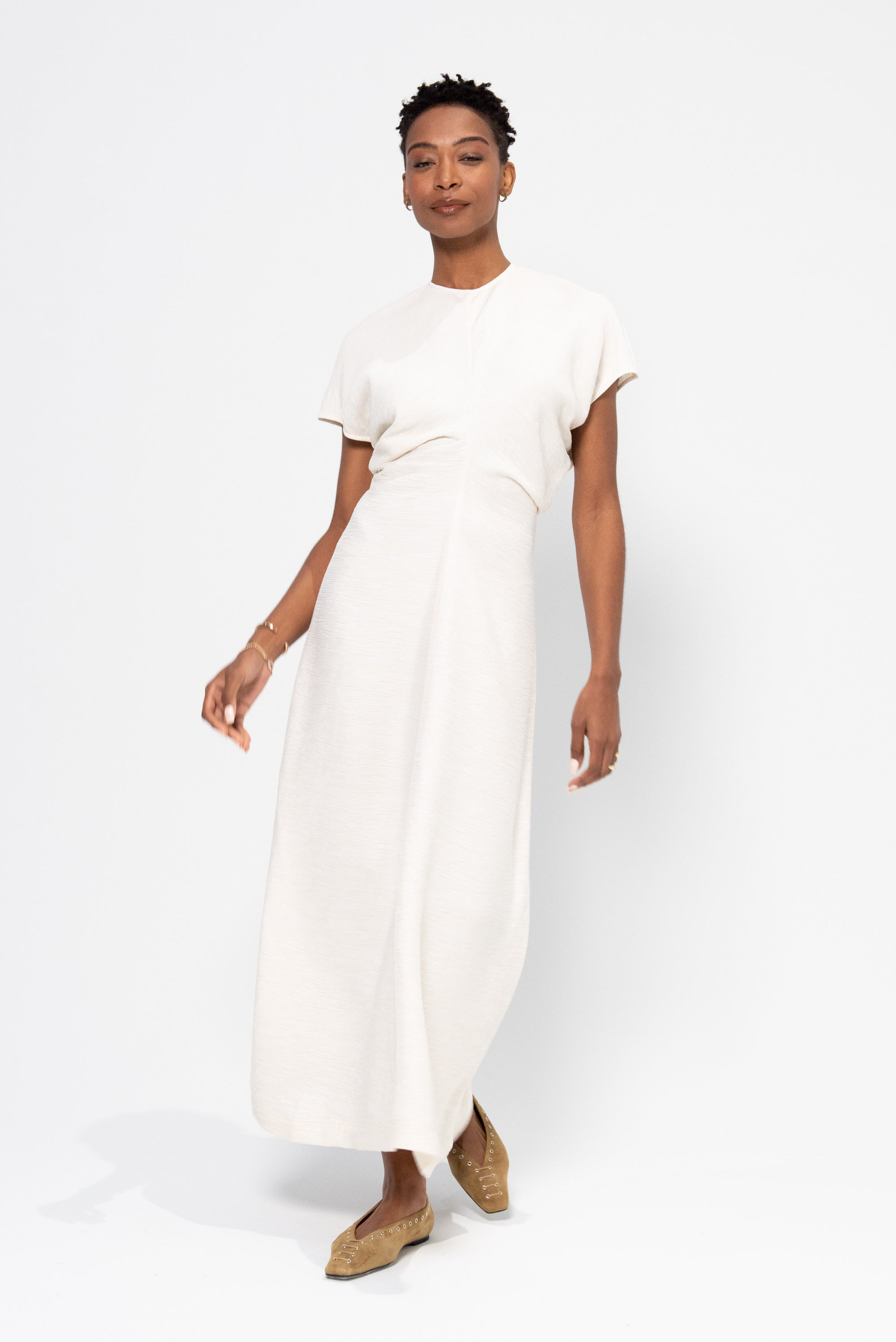 Slouch Waist Dress, Cream