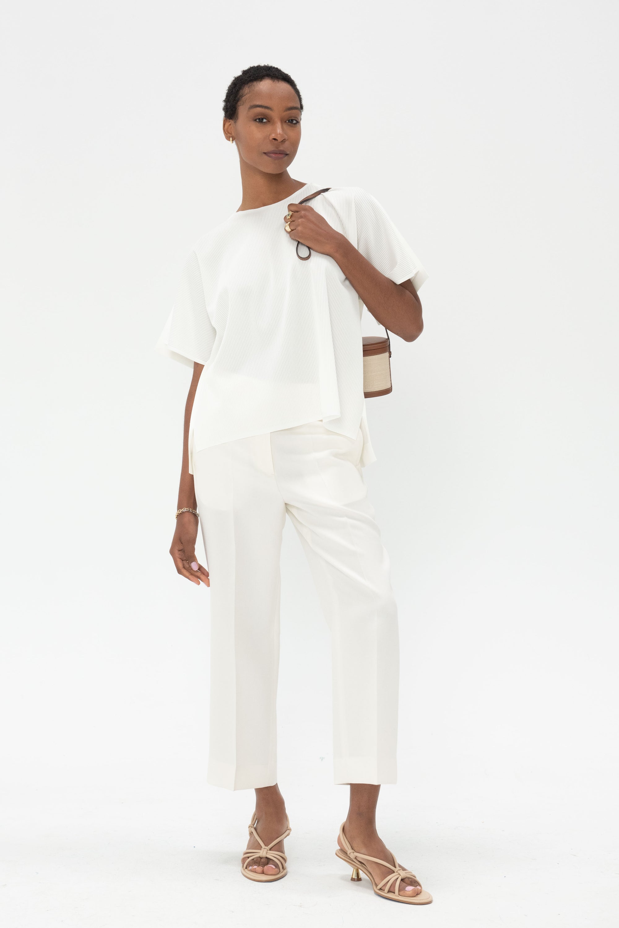 TOTEME - Straight Cropped Trousers, Off White