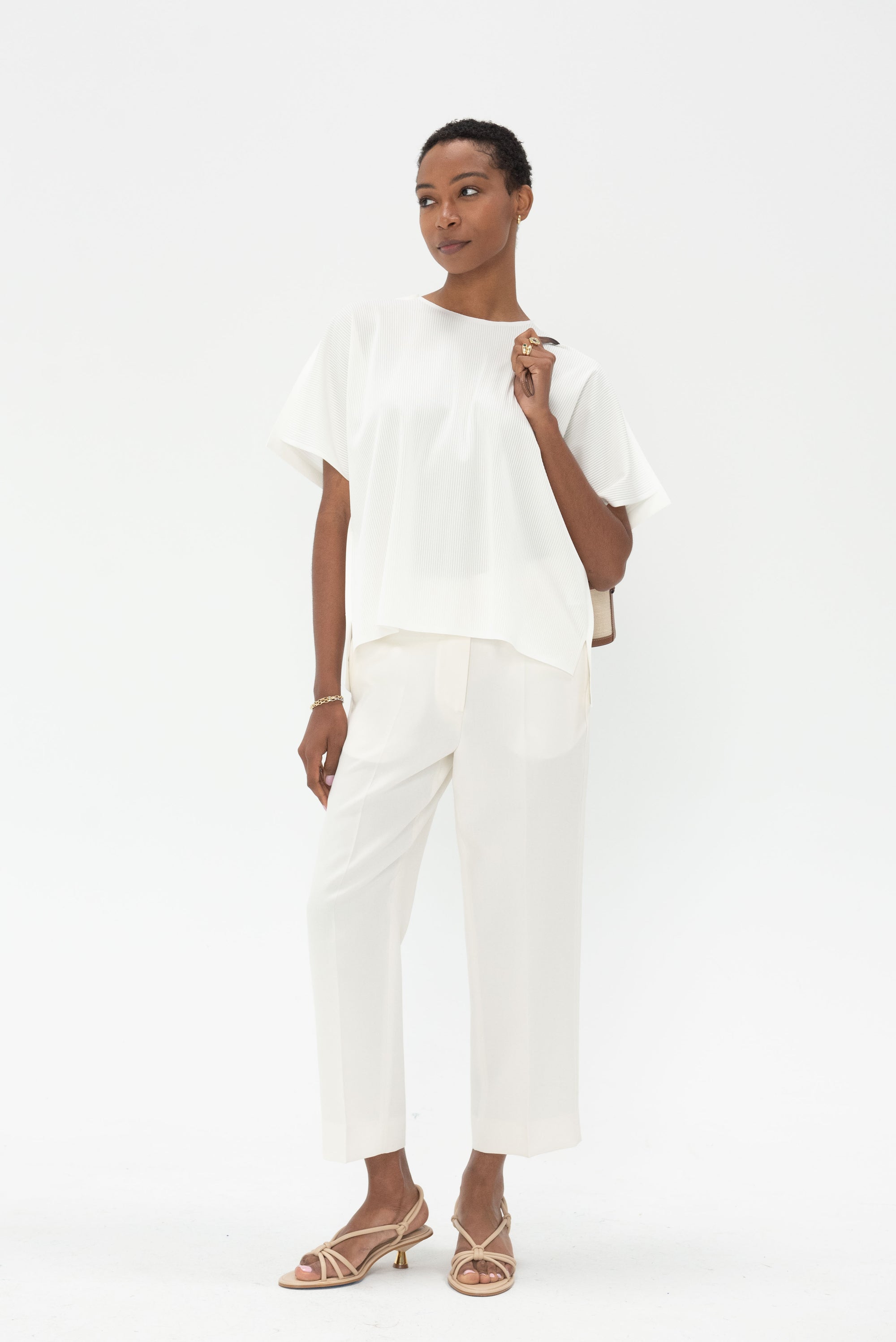 TOTEME - Straight Cropped Trousers, Off White