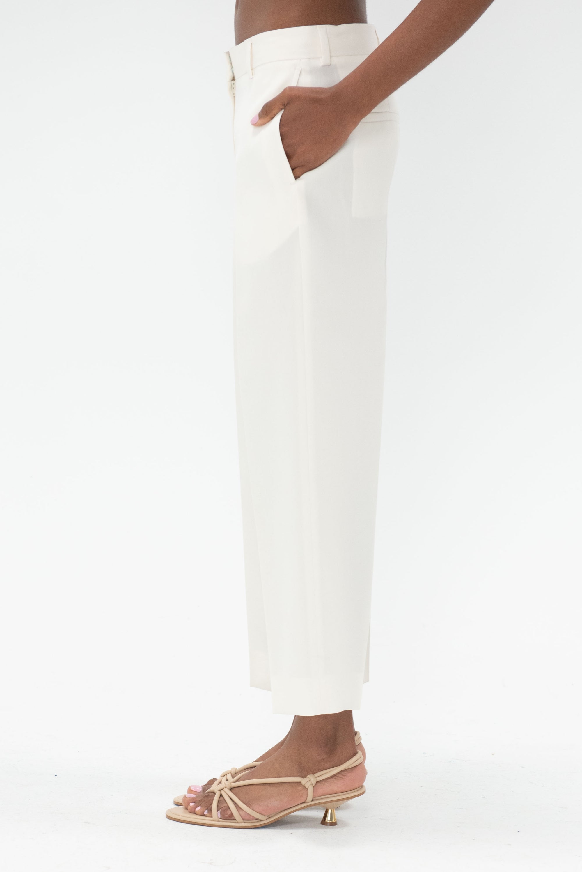 TOTEME - Straight Cropped Trousers, Off White