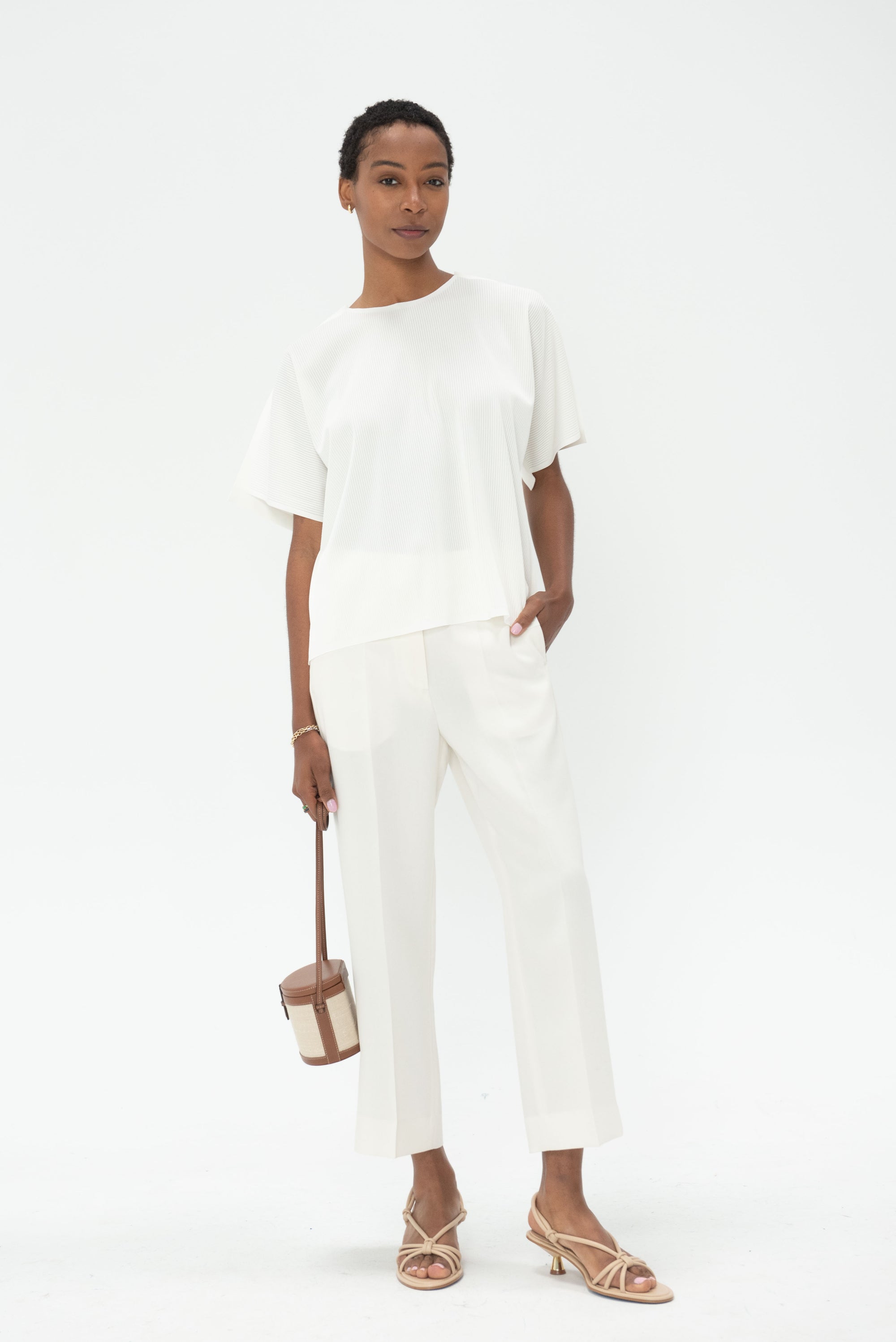 TOTEME - Straight Cropped Trousers, Off White