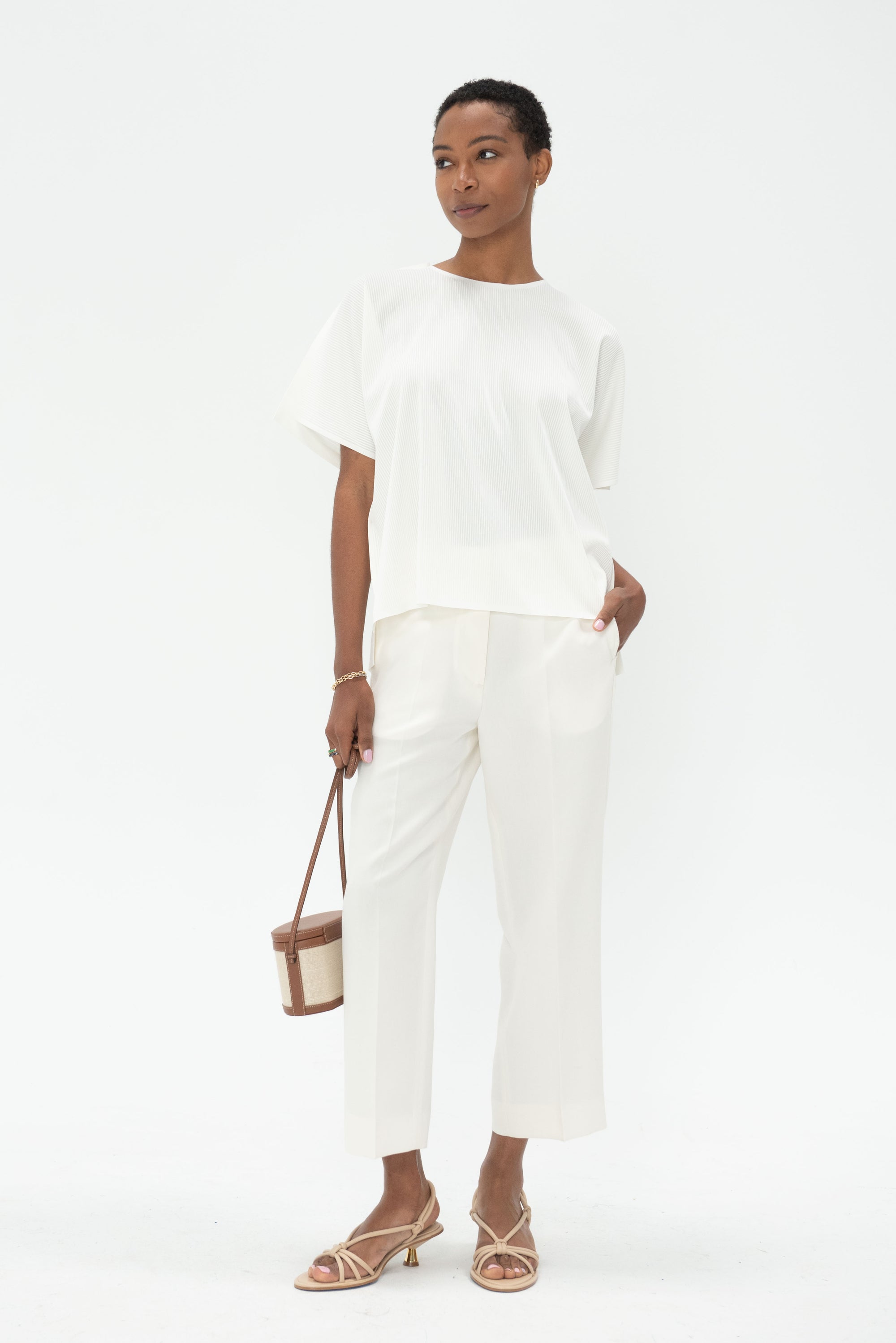 TOTEME - Straight Cropped Trousers, Off White