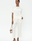 TOTEME - Straight Cropped Trousers, Off White