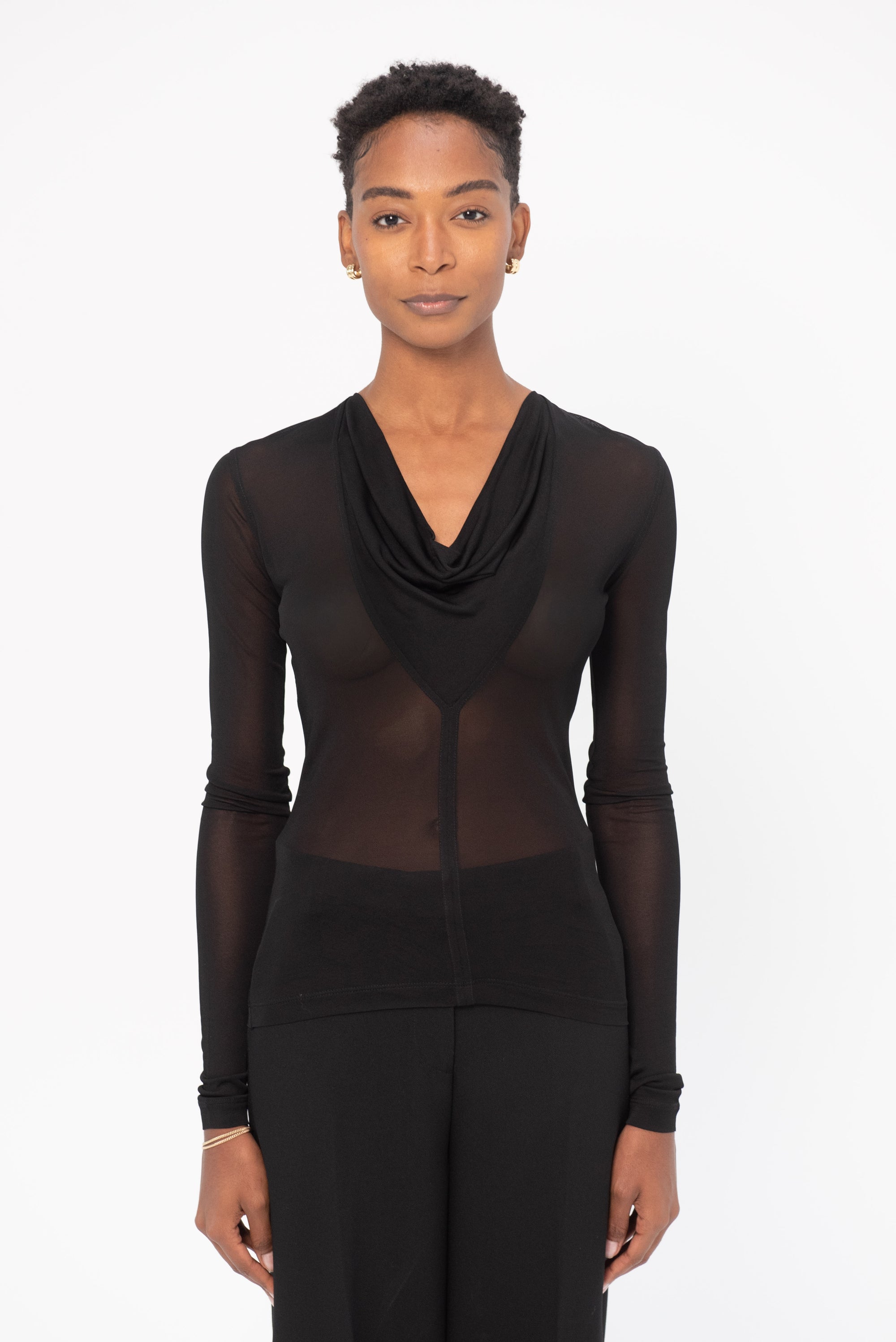 TOTEME - Draped V-Neck Top, Black