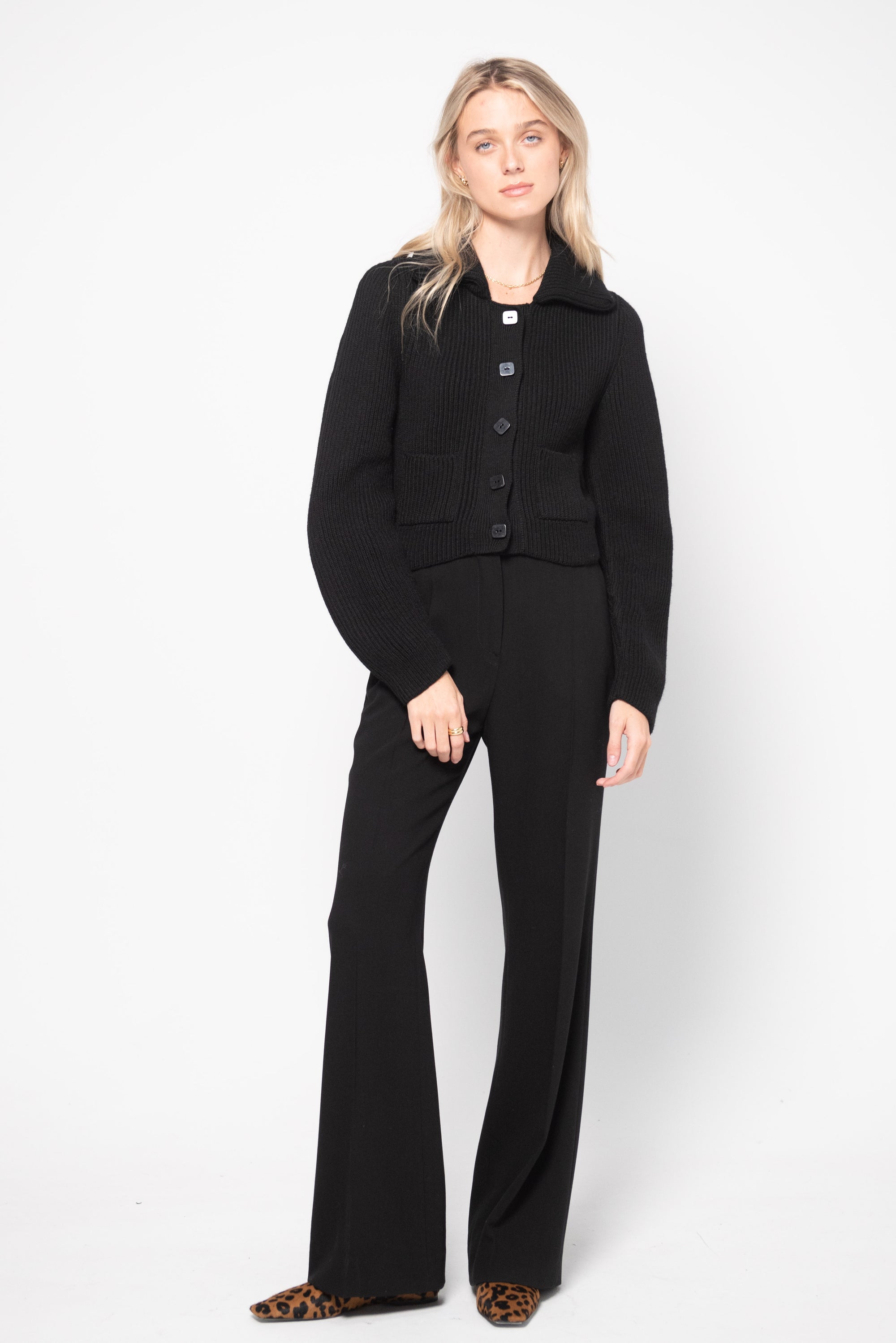 Flared Evening Trousers, Black