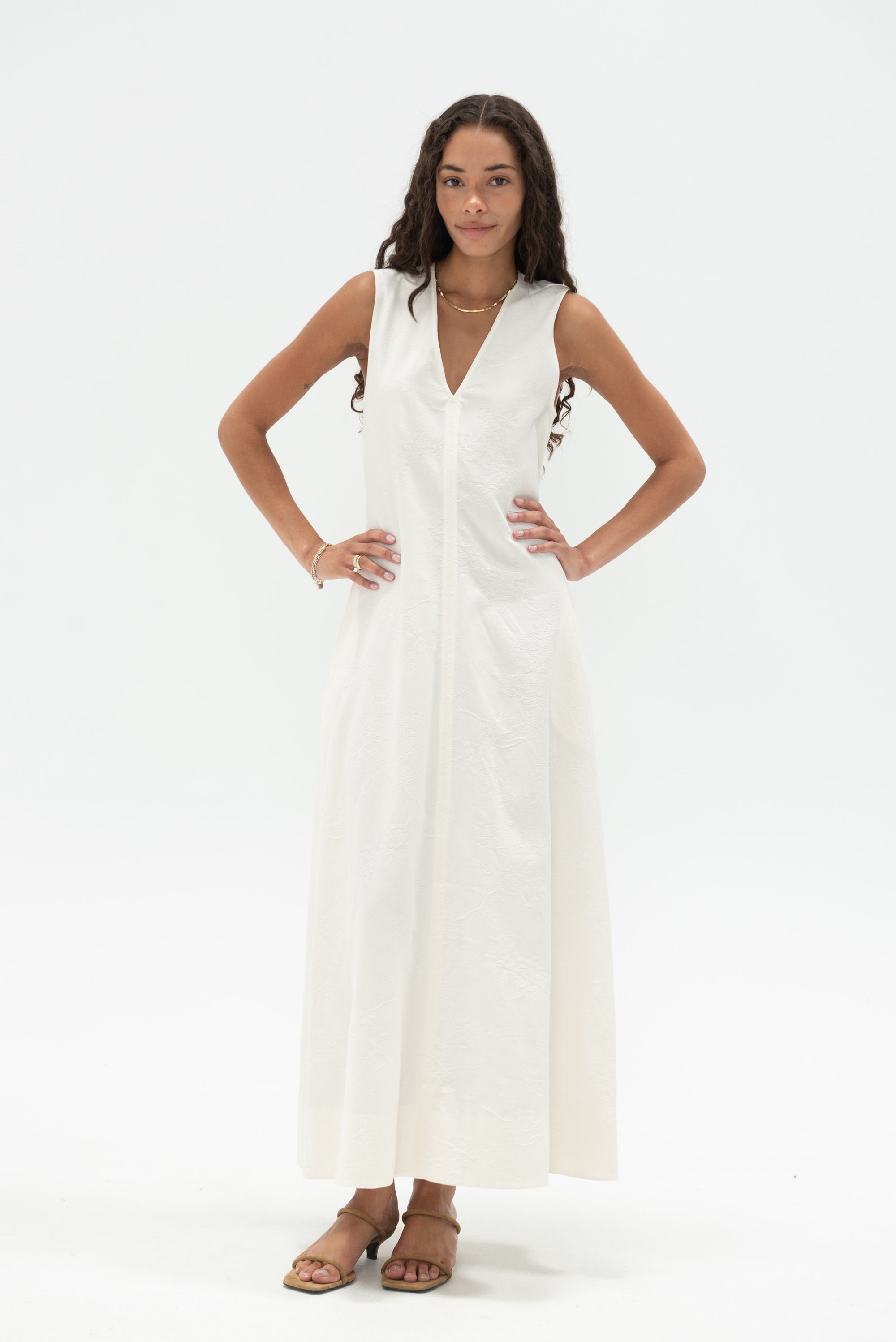 TOTEME - Fluid V-Neck Dress, Off White