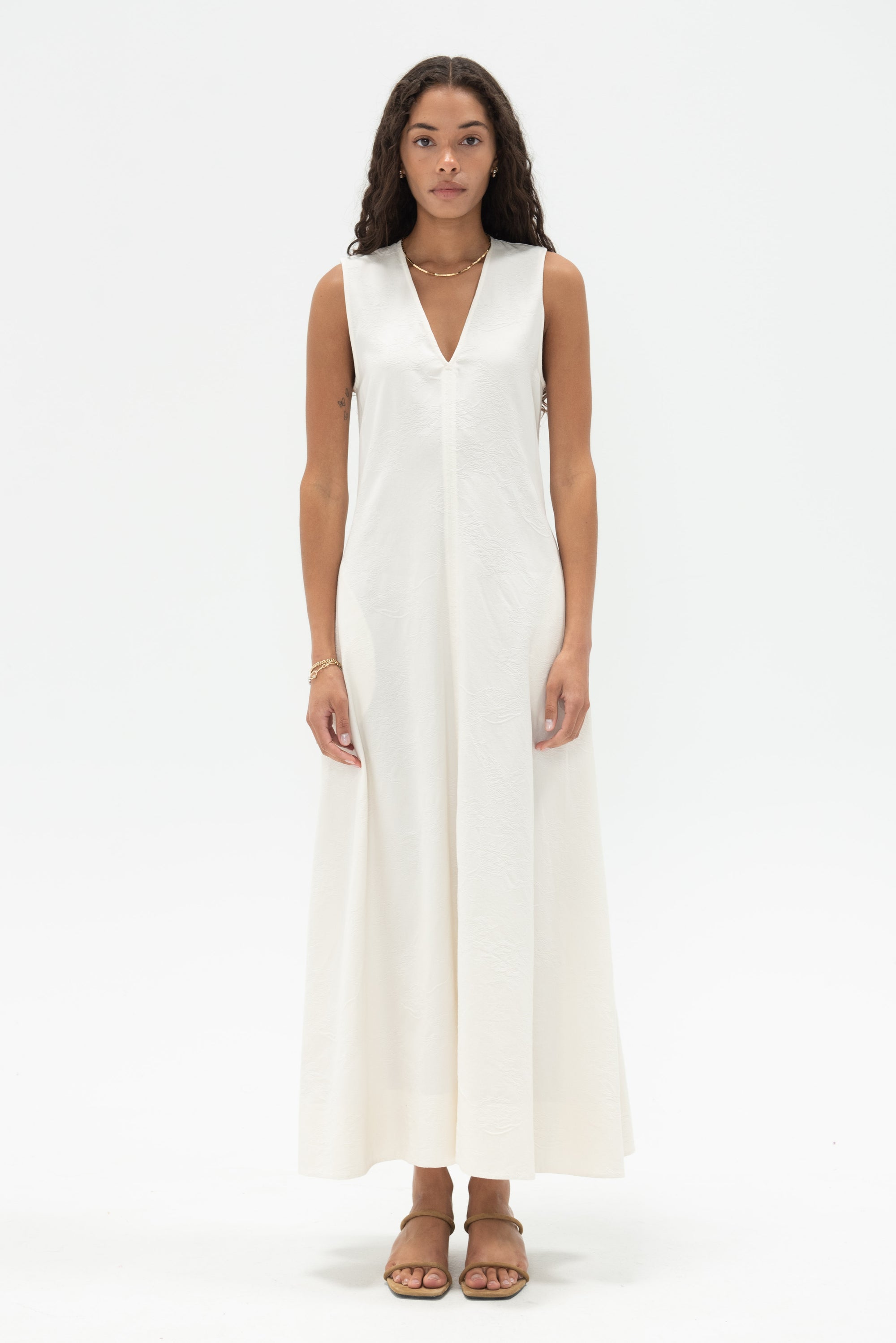 TOTEME - Fluid V-Neck Dress, Off White