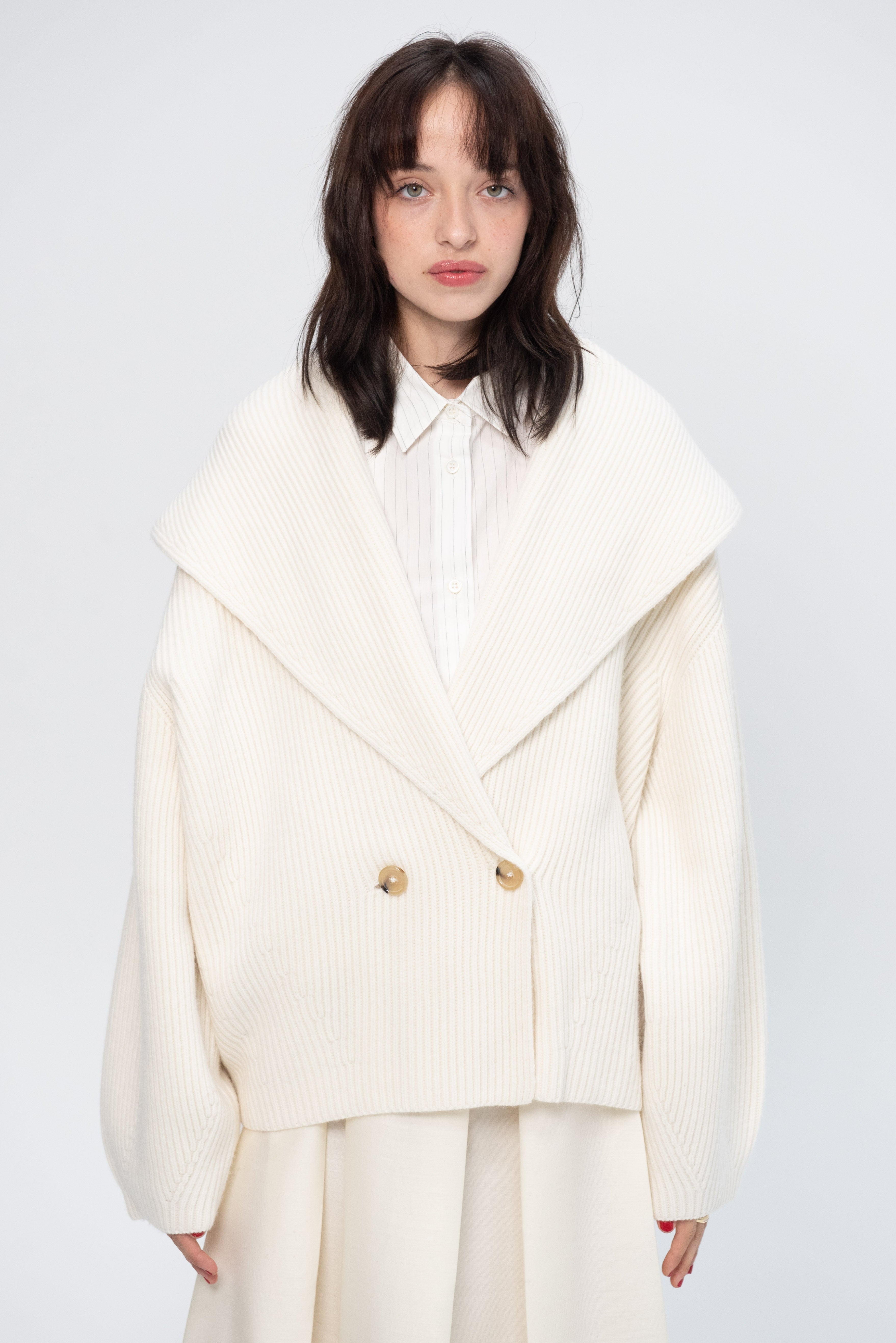 Toteme Shawl Lapel Cardigan, Milk – Kick Pleat