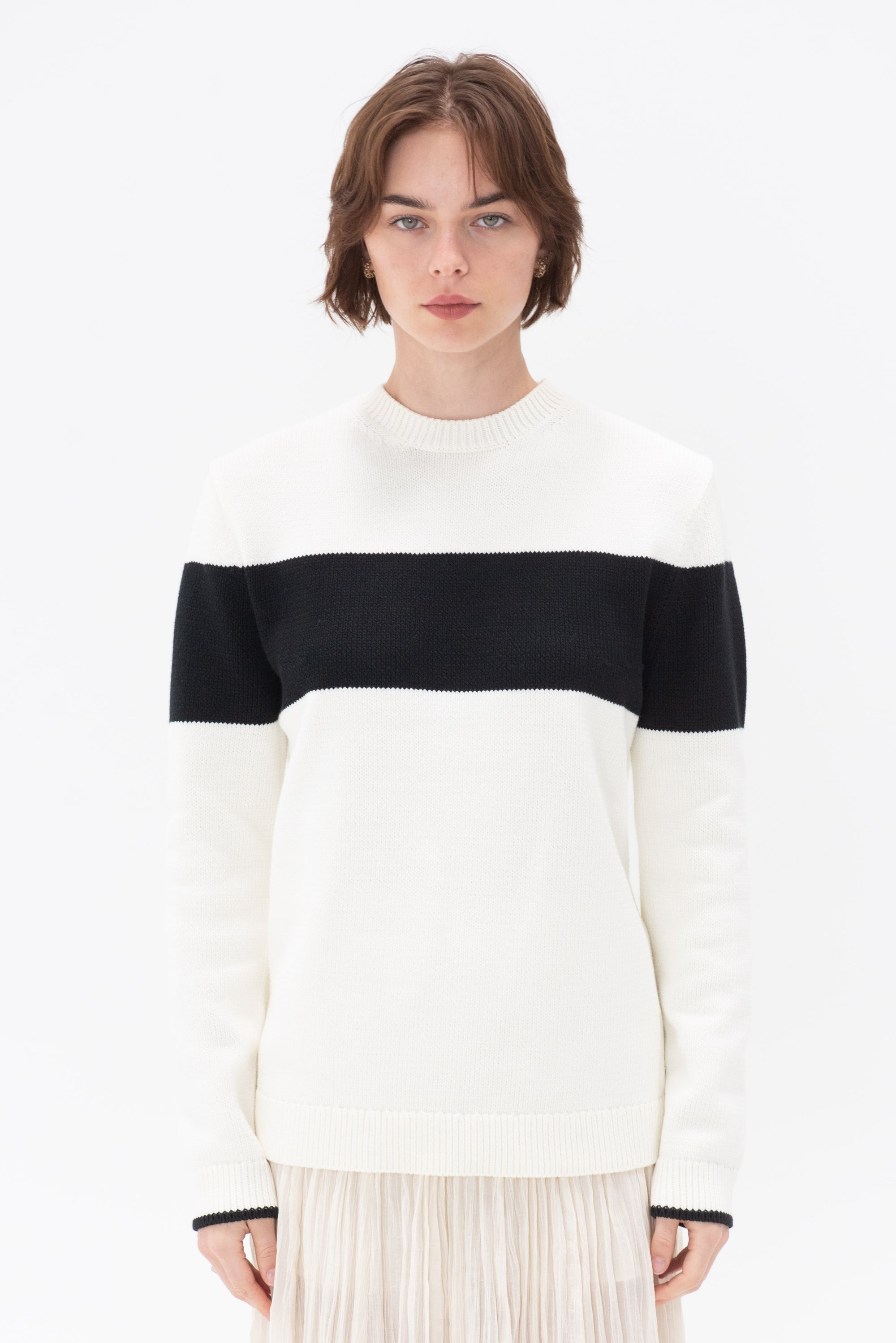 TOTEME - Contrast-Stripe Knit, White & Black