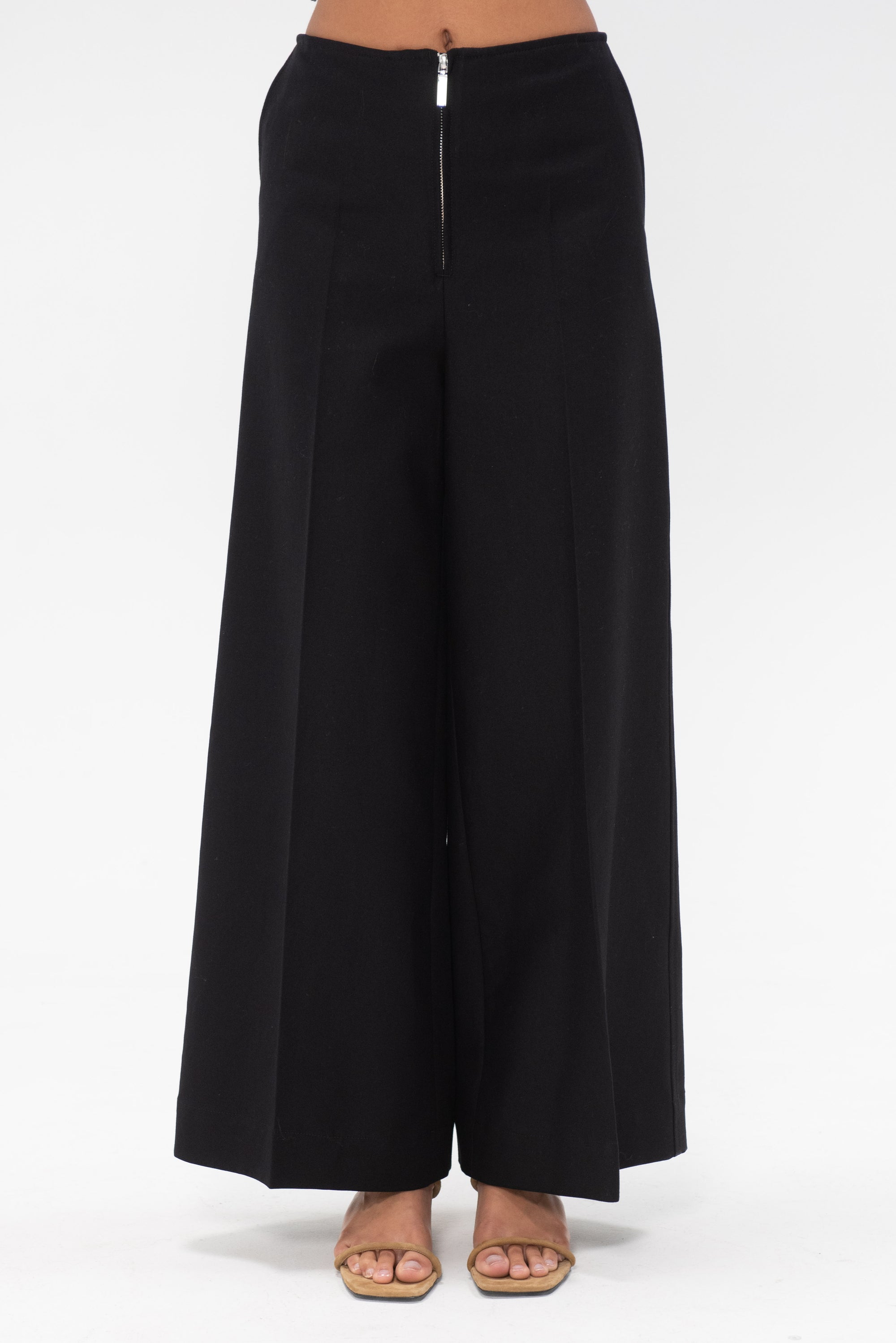 TOTEME - Zip-Front Wide Trousers, Black