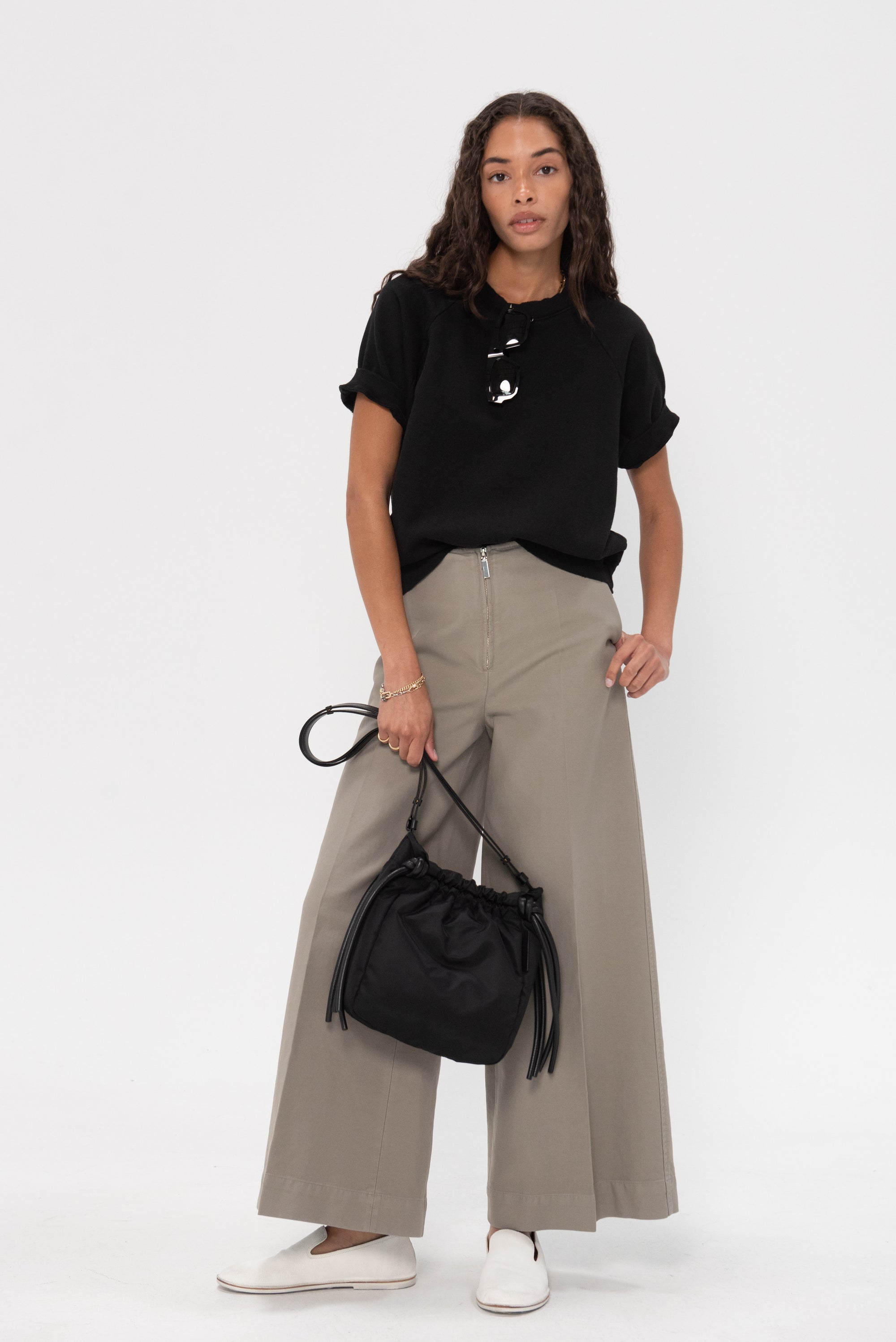 TOTEME - Zip-Front Wide Trousers, Dove