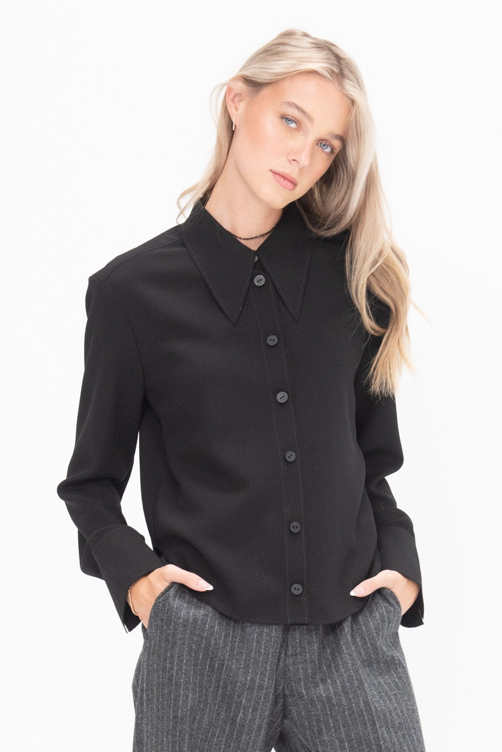 VERONIQUE LEROY - Button Down Blouse, Black