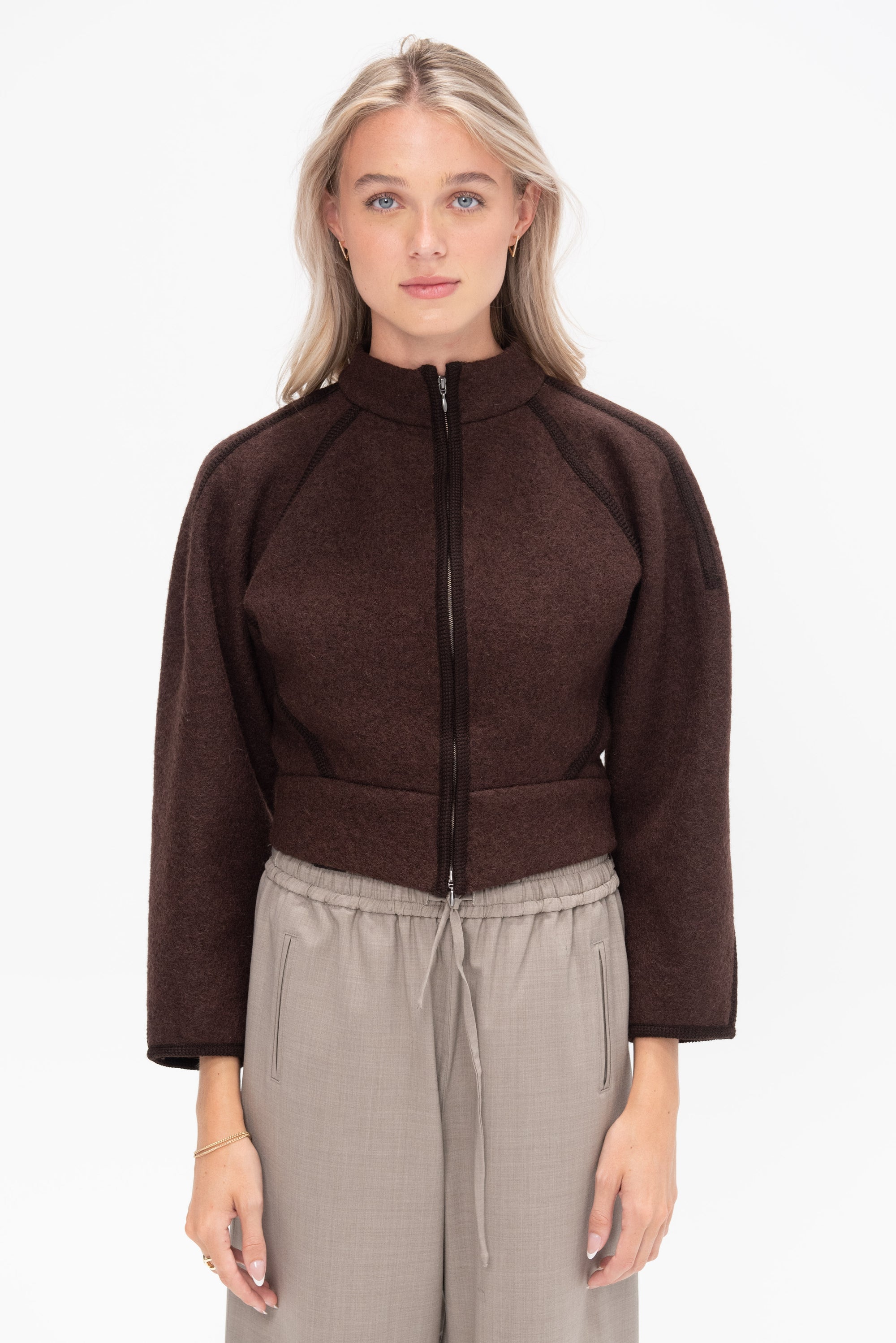 VERONIQUE LEROY - Zip-up Jacket, Chocolate