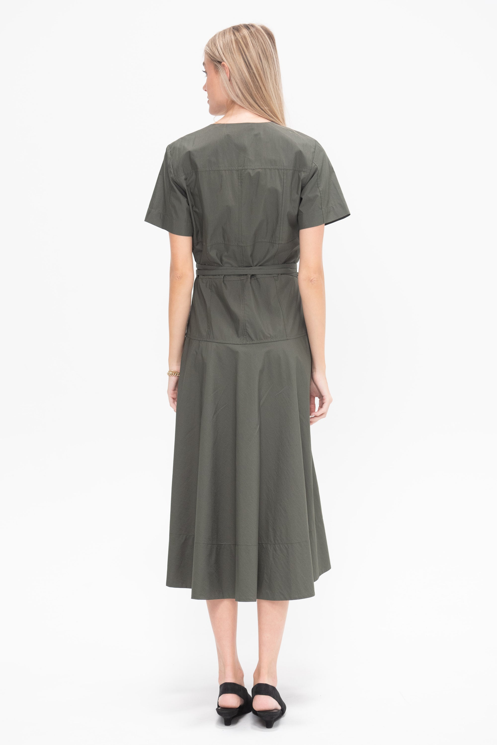 Elizabeth Dress in Parachute Cotton,  Dark Spruce