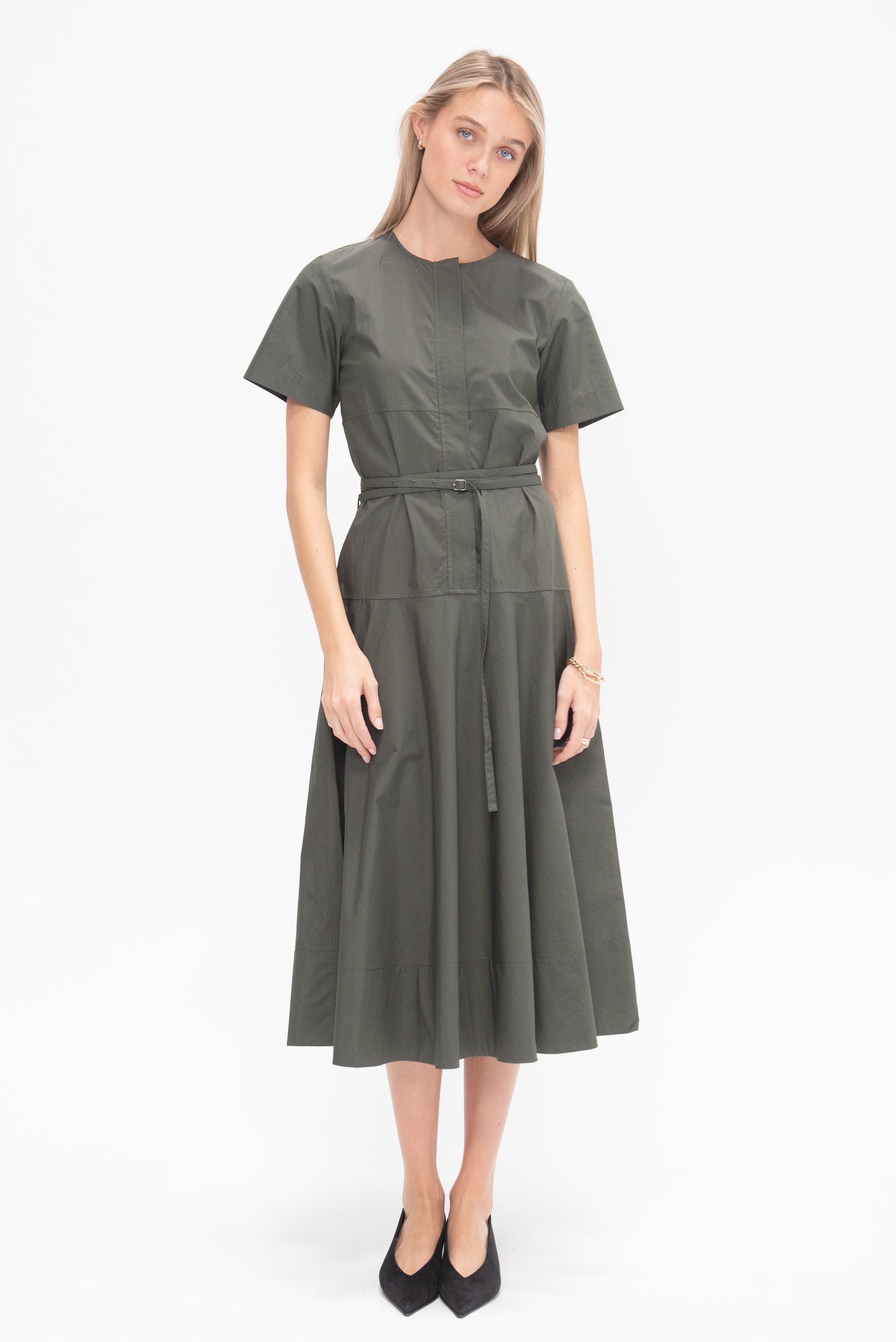 Elizabeth Dress in Parachute Cotton,  Dark Spruce