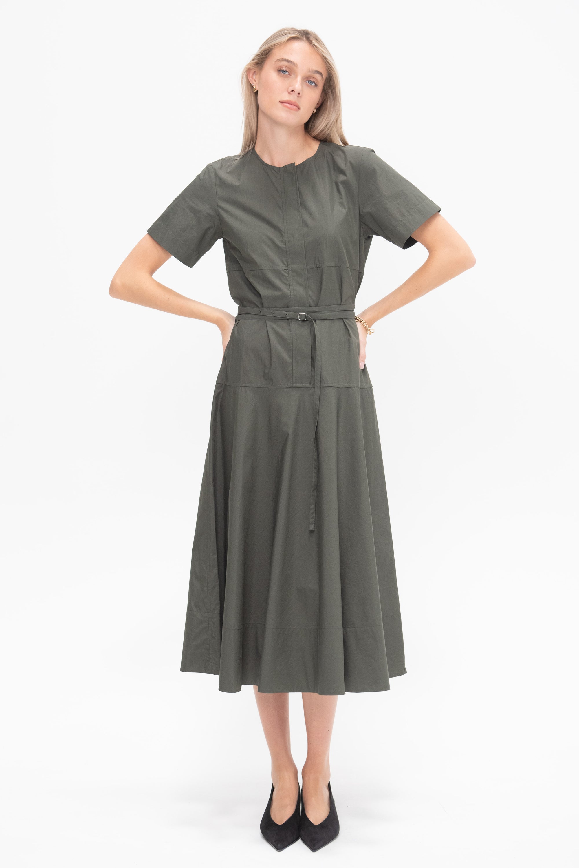 Elizabeth Dress in Parachute Cotton,  Dark Spruce