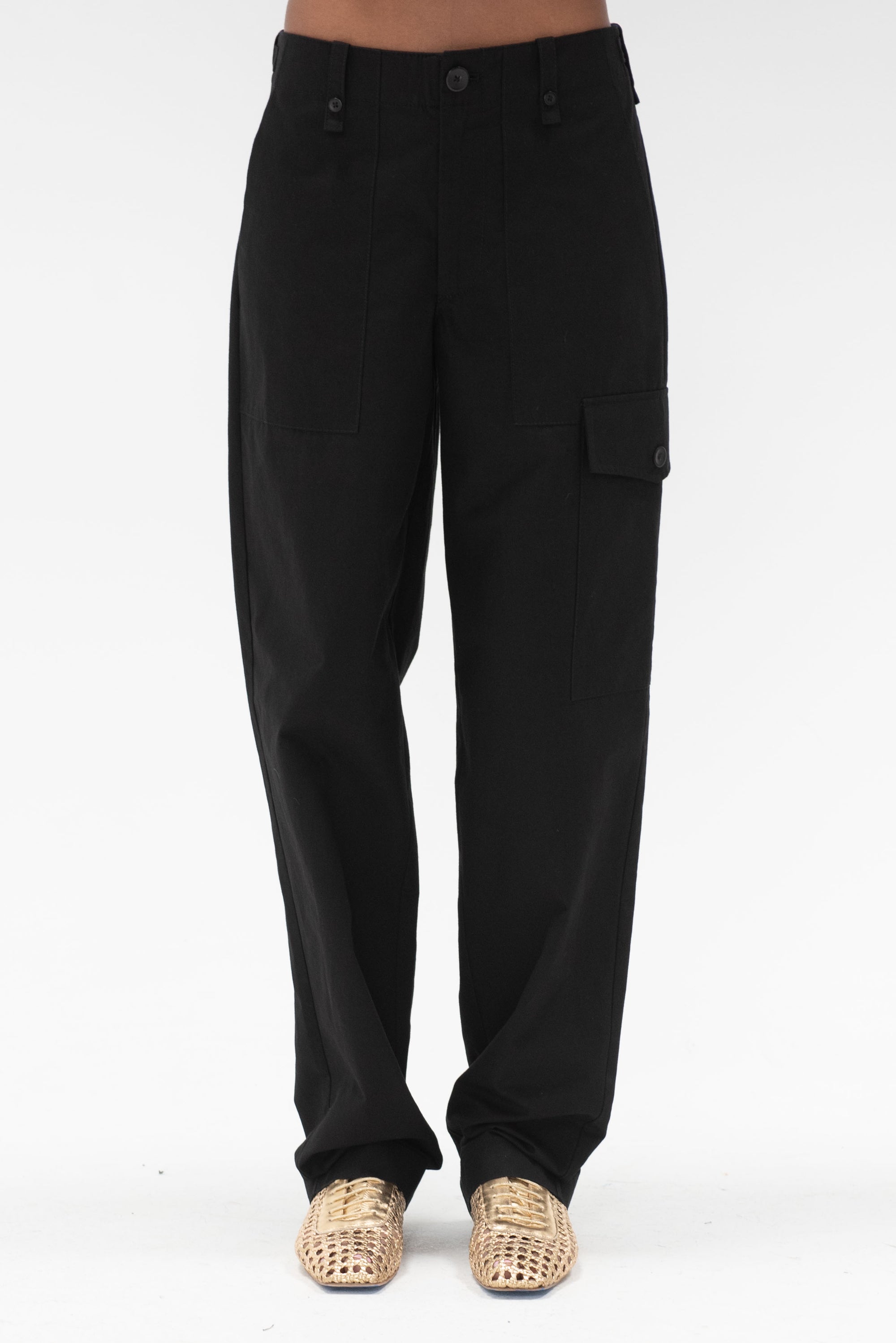 Proenza Schouler White Label - Octavia Pant in Solid Cotton Linen, Black